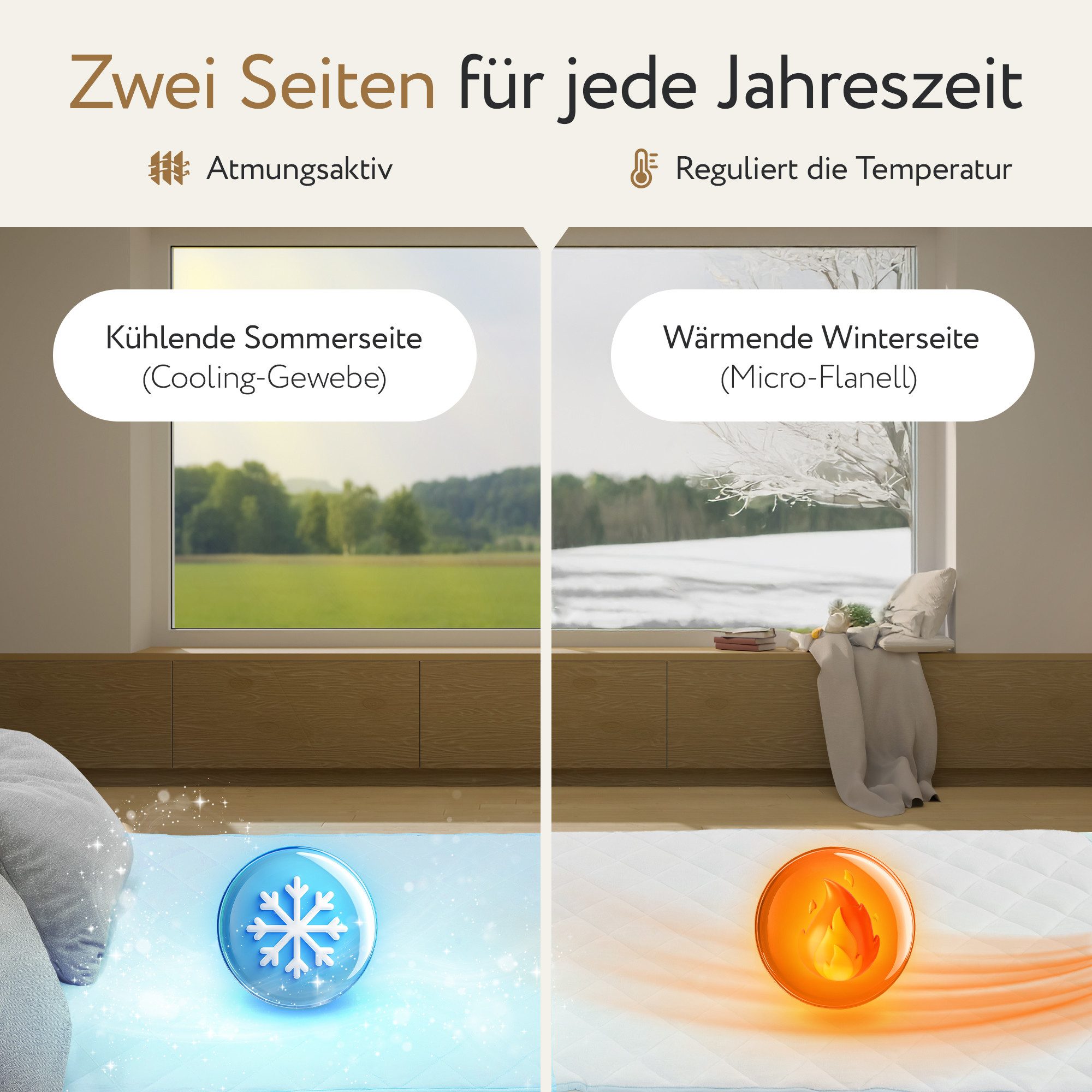 Matratzenauflage 2-in-1 Ganzjahresauflage Sommer- & Winter Kühlend & Wärmen günstig online kaufen