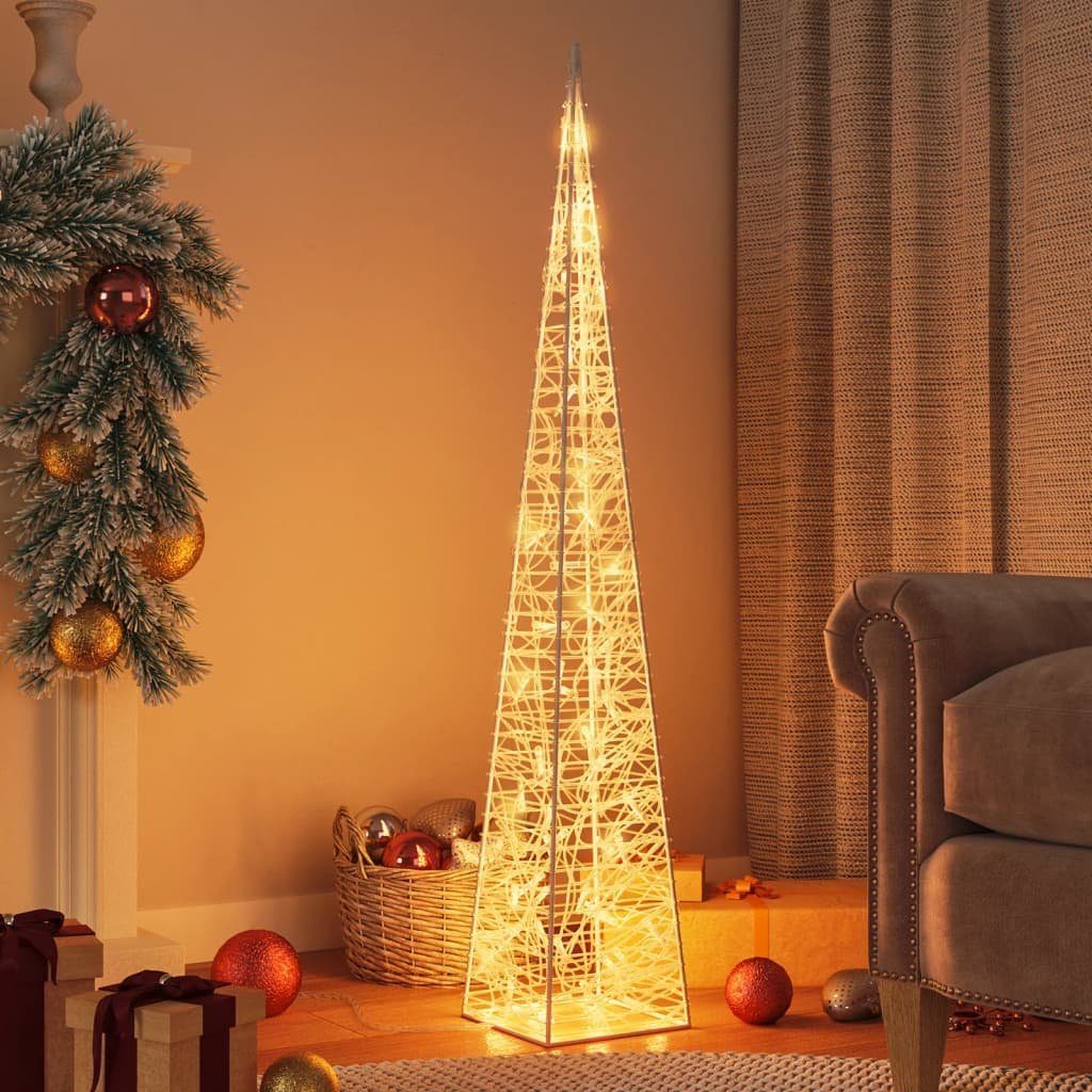 vidaXL Christbaumschmuck Leuchtkegel Weihnachtsdekoration 60 LEDs Warmweiß 120 cm Acryl (1-tlg)