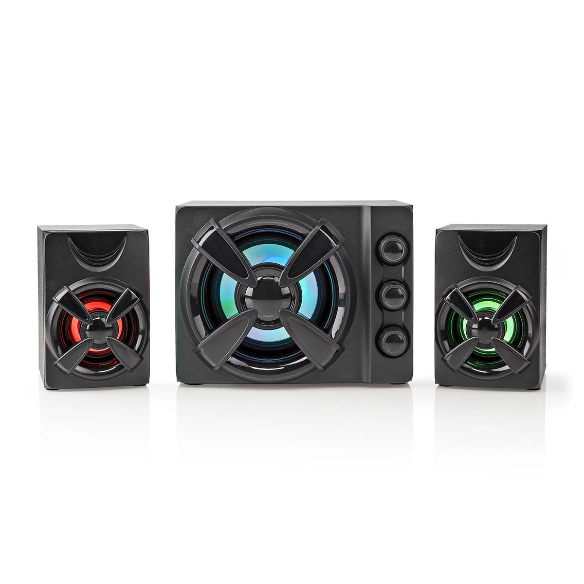 Nedis GSPR31021BK Lautsprecher 2.1 (33 W, USB, 2.1, RGB-Beleuchtung für Gaming, einfache Bedienung)