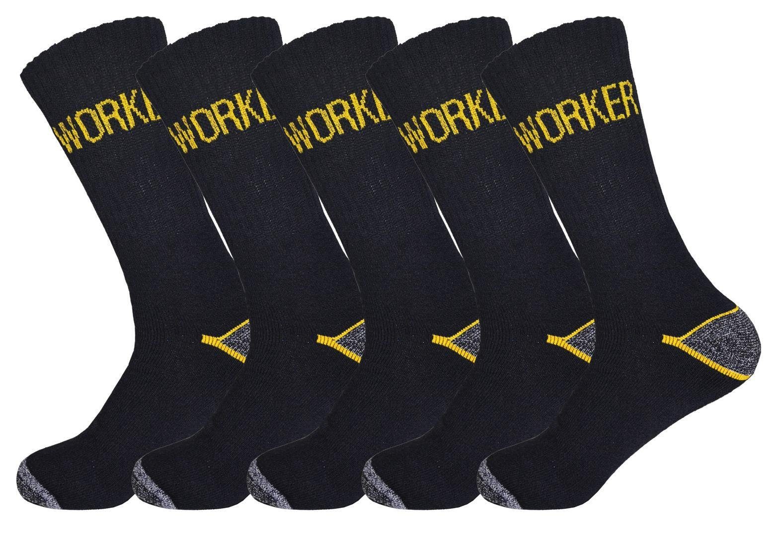 EloModa Arbeitssocken 5 Paar Arbeiter-Socken Strick, Herrensocken 43-46 (5-Paar) Schwarz 39-42 Work