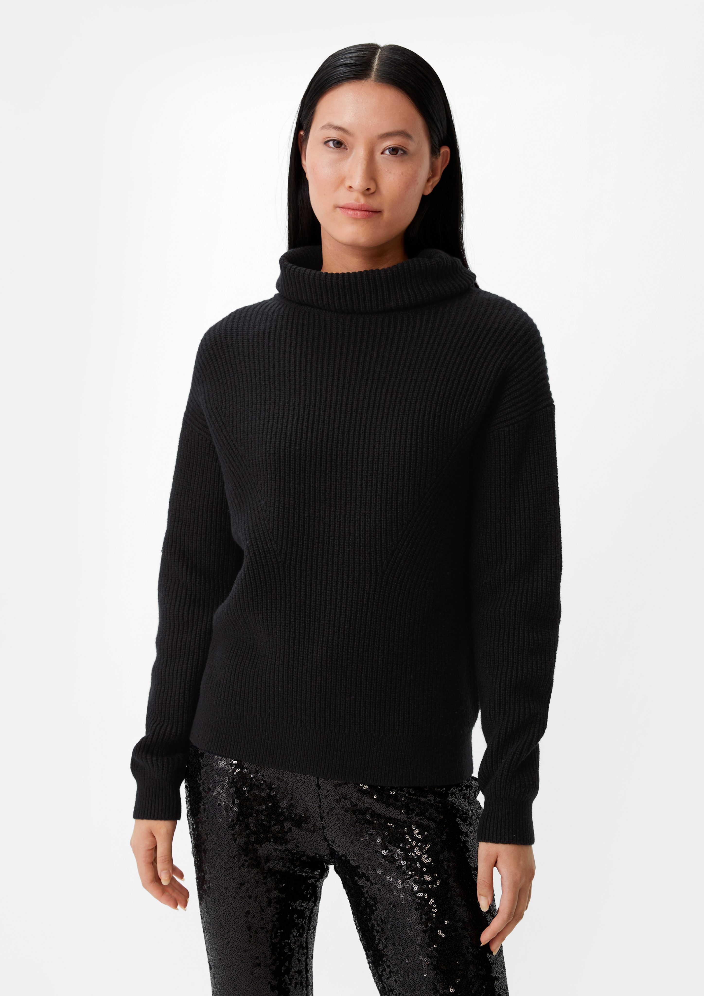 Comma Langarmshirt Strickpullover mit Turtleneck