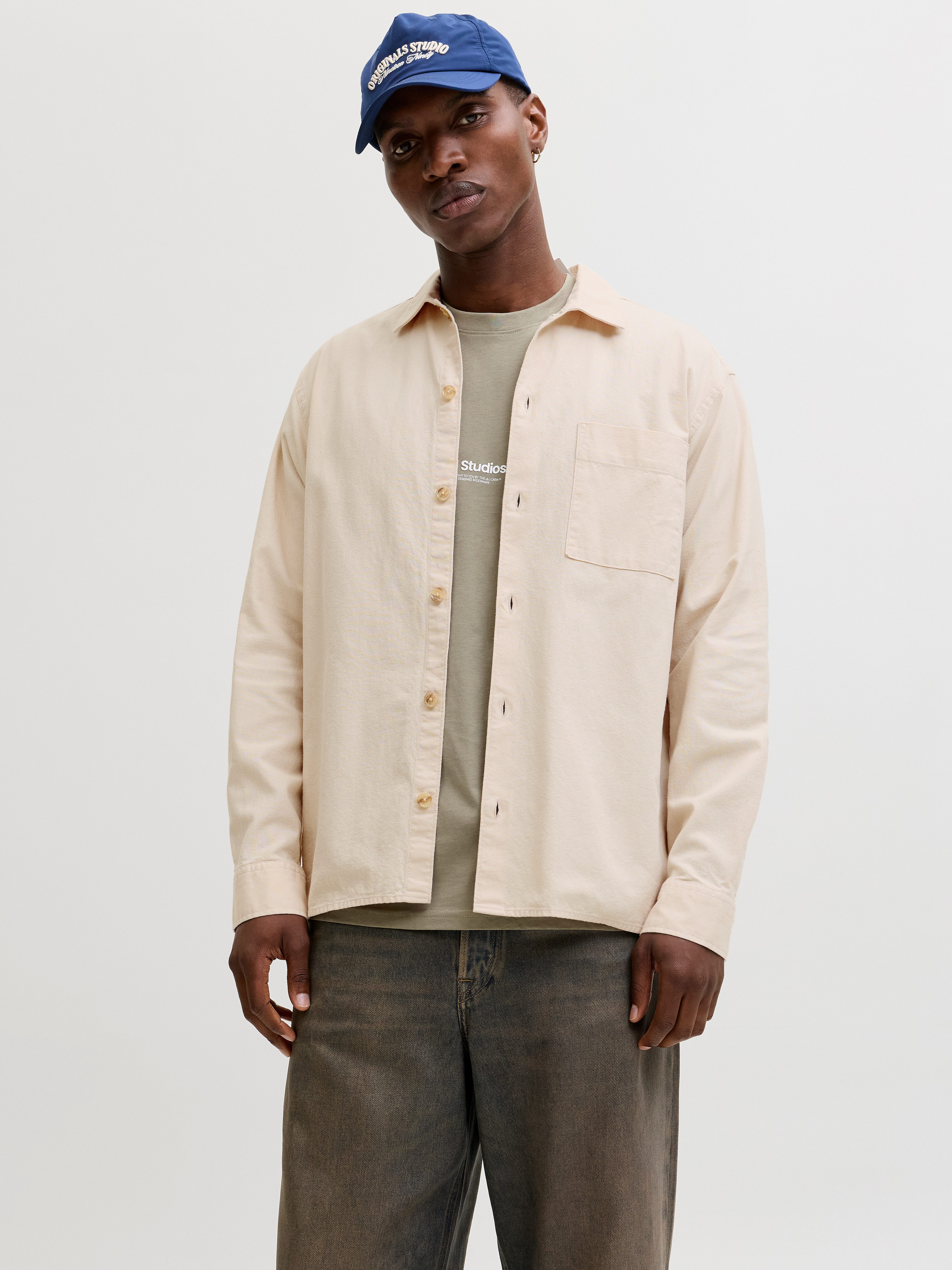Jack & Jones Langarmhemd JJETRISTAN OVERSHIRT LS SN mit Knopfleiste