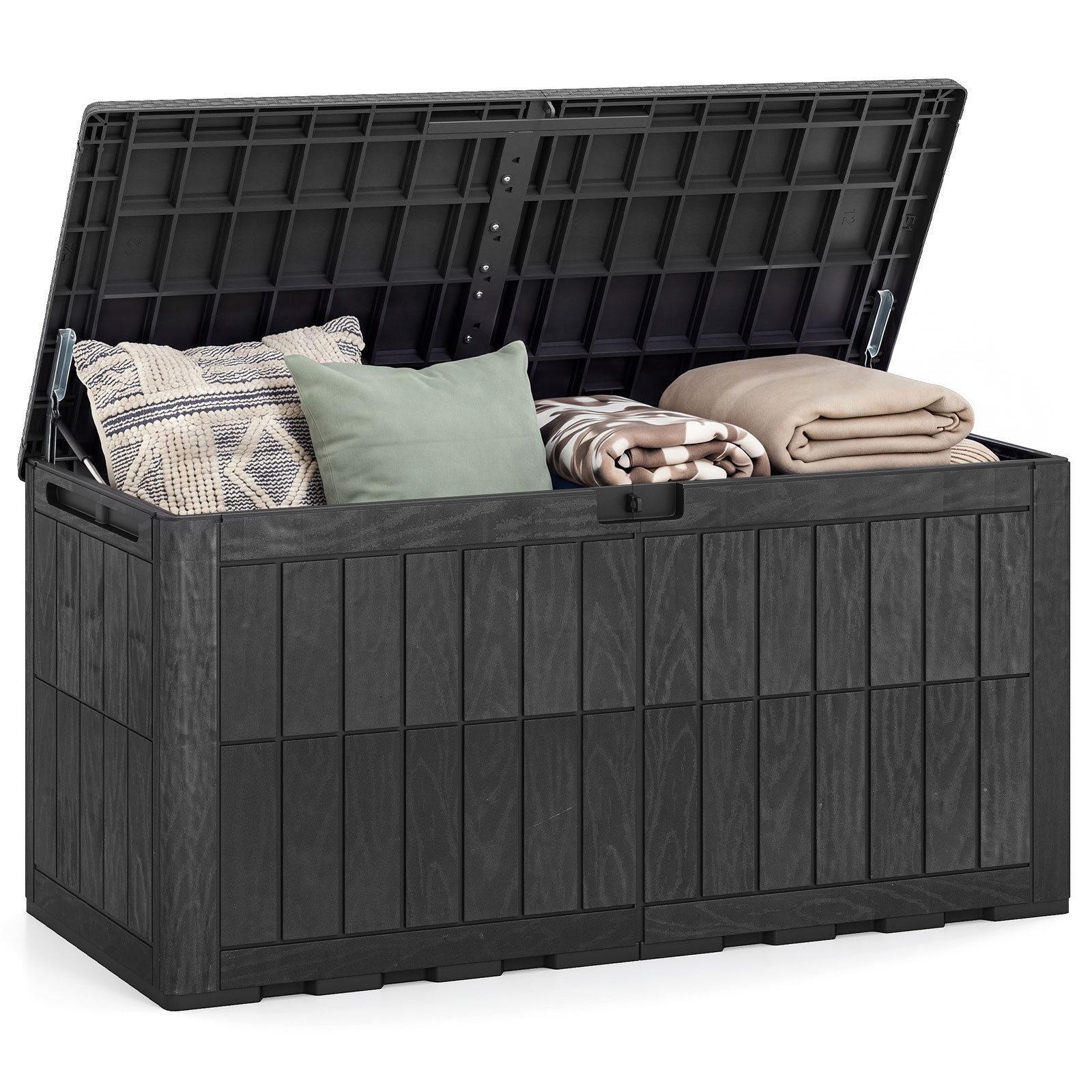 COSTWAY Auflagenbox, Gartenbox Outdoor wasserdicht mit abschließbarem Deckel