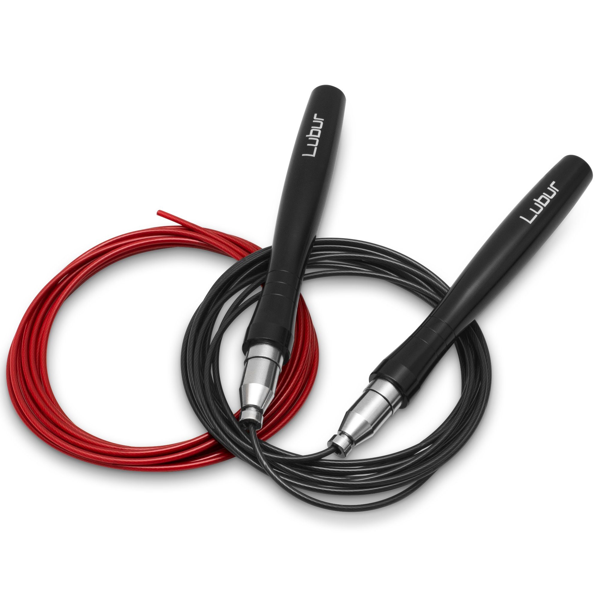 Lubur Springseil, – Premium Jump Rope mit innovativem Smart-Lock-System – Profi Skipping Rope aus Aluminium-Griffen inkl. 2X Hochgeschwindigkeitskabeln für Erwachsene