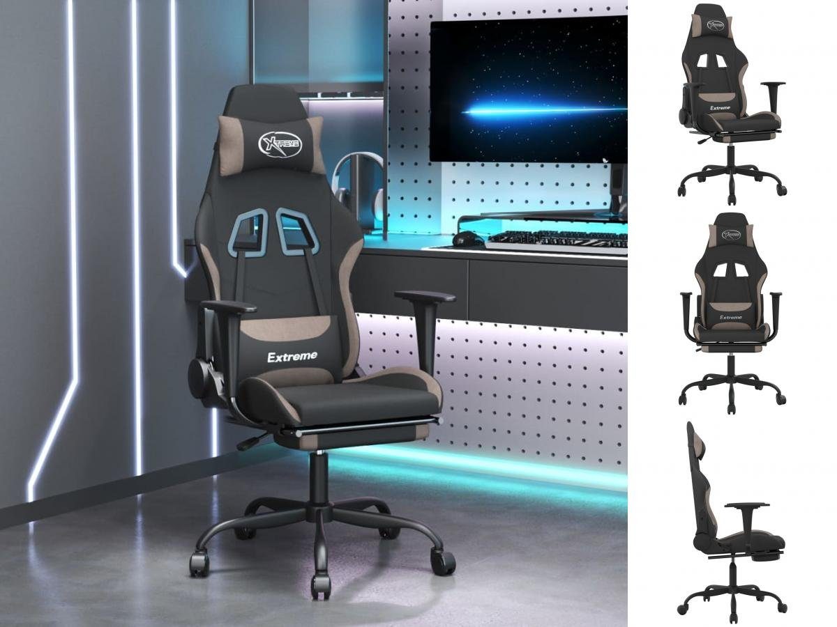 vidaXL Bürostuhl Gaming-Stuhl mit Fußstütze Schwarz und Taupe Stoff