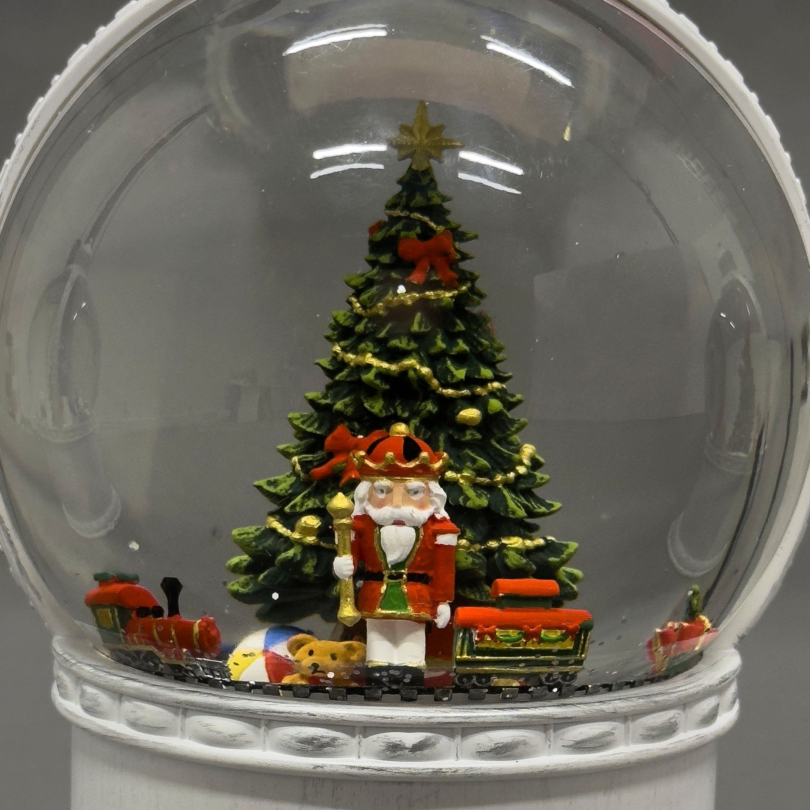 KONSTSMIDE LED Dekoobjekt LED Kugellaterne, "Weihnachtsszenerie", weiß, 1 warm weiße Diode, Timerfunktion, LED fest integriert, Warmweiß, wählbare Energieversorgung zwischen USB oder Batteriebetrieb, 5h Timer