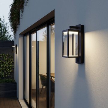 Lucande LED Außen-Wandleuchte Ditta, LED-Leuchtmittel fest verbaut, warmweiß, Modern, Aluminium, Kunststoff, dunkelgrau, 1 flammig, inkl.