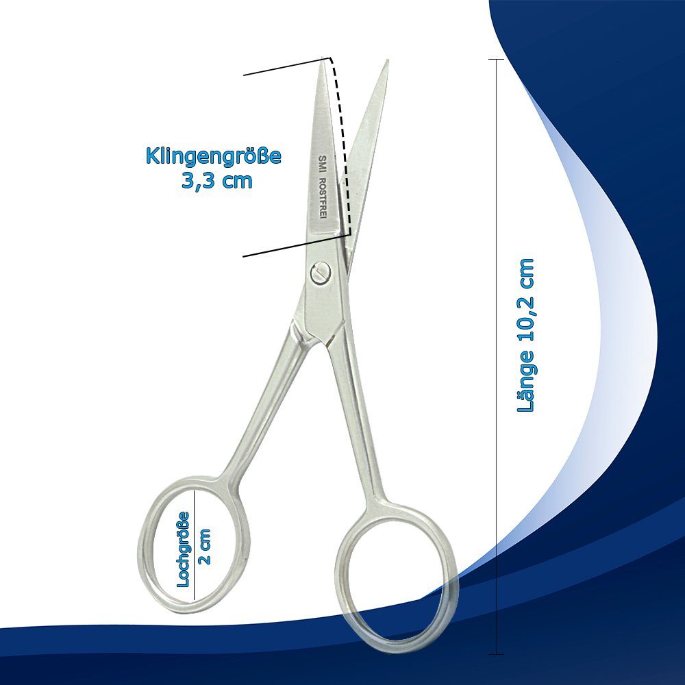 SMI Nasenhaarschere Nasenschere mit (2-tlg), Schnurrbartschere, Etui 2 Bartschere Haarschere Stück