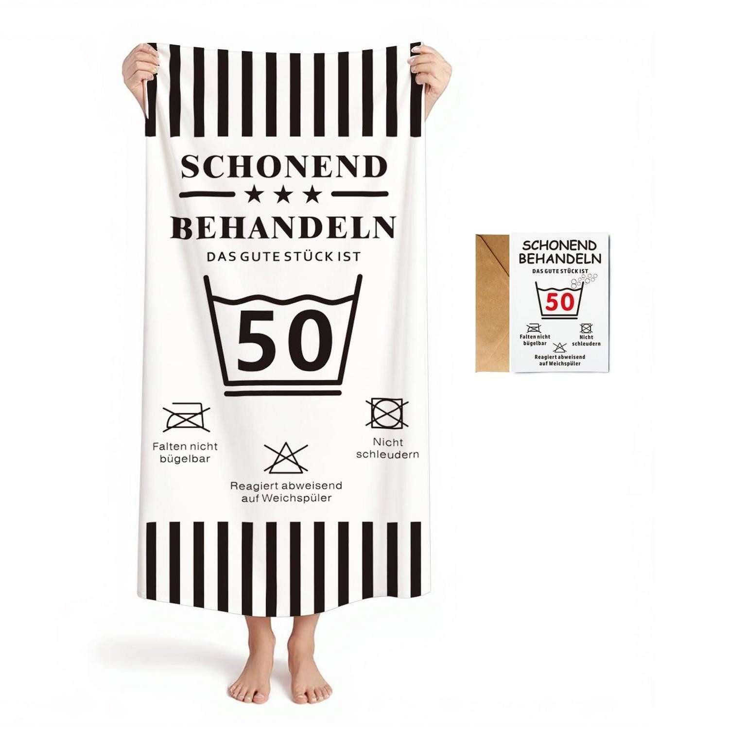 LuxusKollektion Strandtücher Strandtuch/Badetuch 50. Geburtstag Weiss 160x80cm, (1-St)