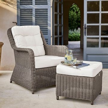 Mirabeau Gartensessel Sessel mit Hocker Bromyard grau