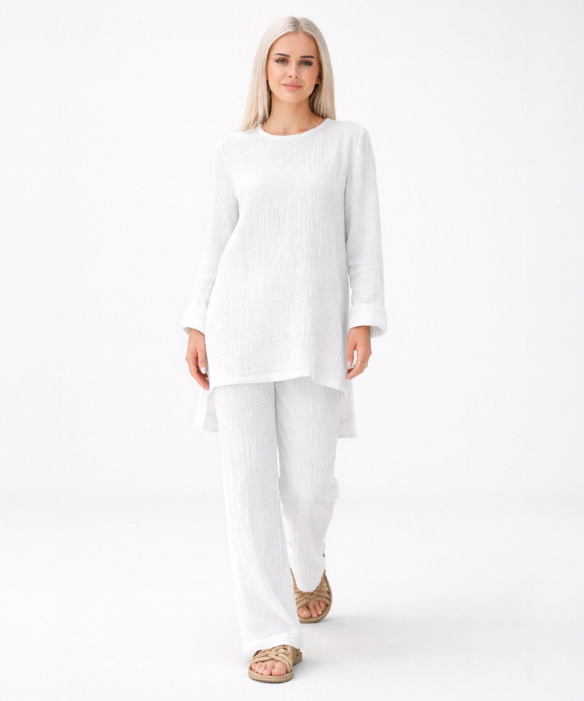 WENOR Hosenanzug Hosenanzug – Tunika Set aus Musselin, 100 % Baumwolle, Mod günstig online kaufen