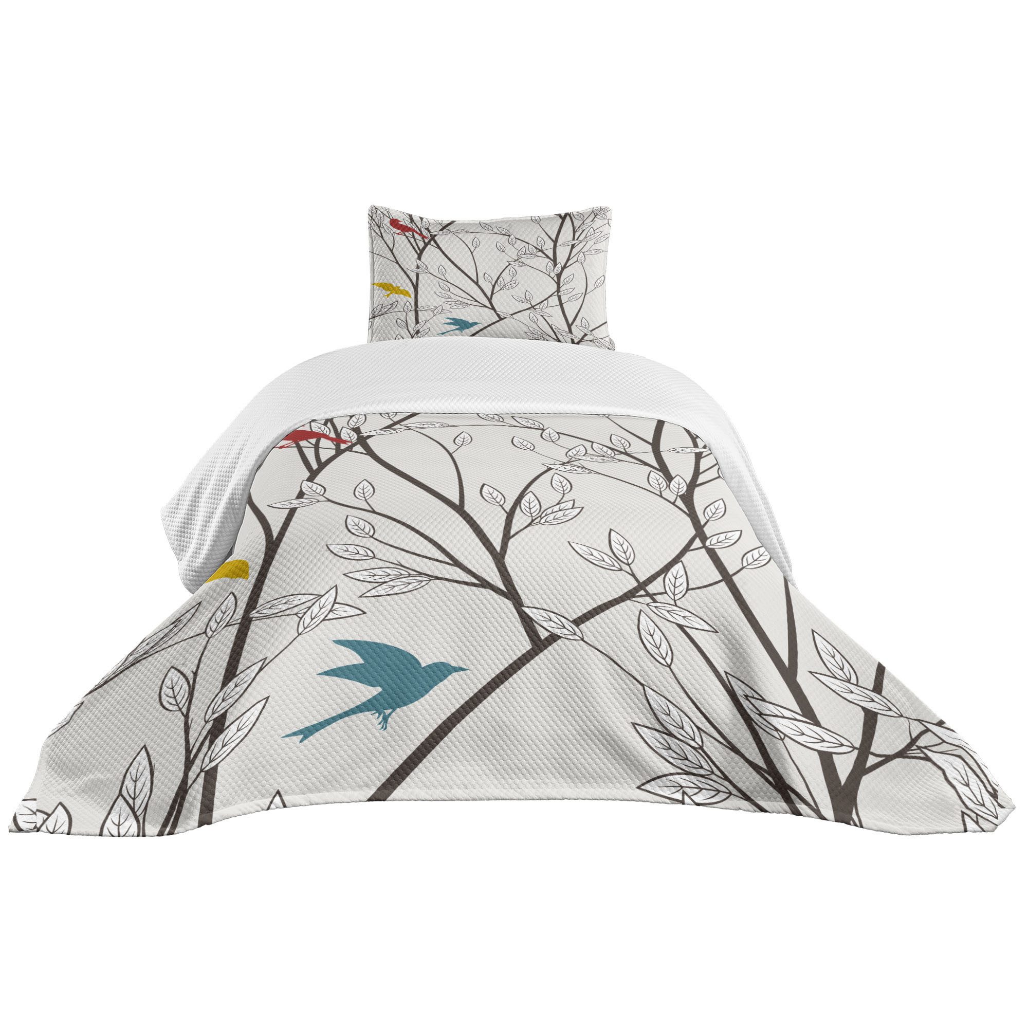 Abakuhaus Tagesdecke Set mit Kissenbezügen Waschbar, Vögel Vögel Wildlife Cartoon. Reduzierter Preis € 59,99. Unverbindliche Preisempfehlung € 69,99