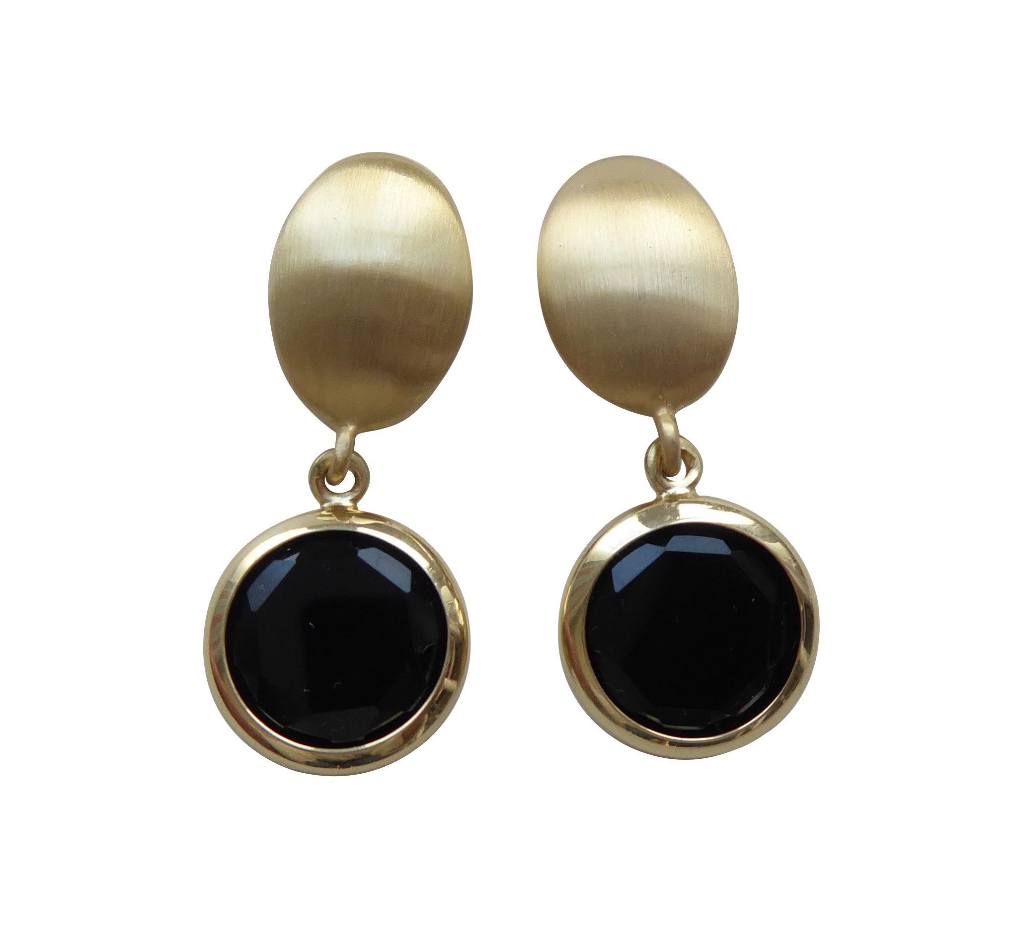 Mugello Paar Ohrstecker Celina schwarz vergoldet elegant Abendohrringe klassisch, Handarbeit Vicenza, Sterlingsilber mit 23K-Vergoldung (950-er Gold)