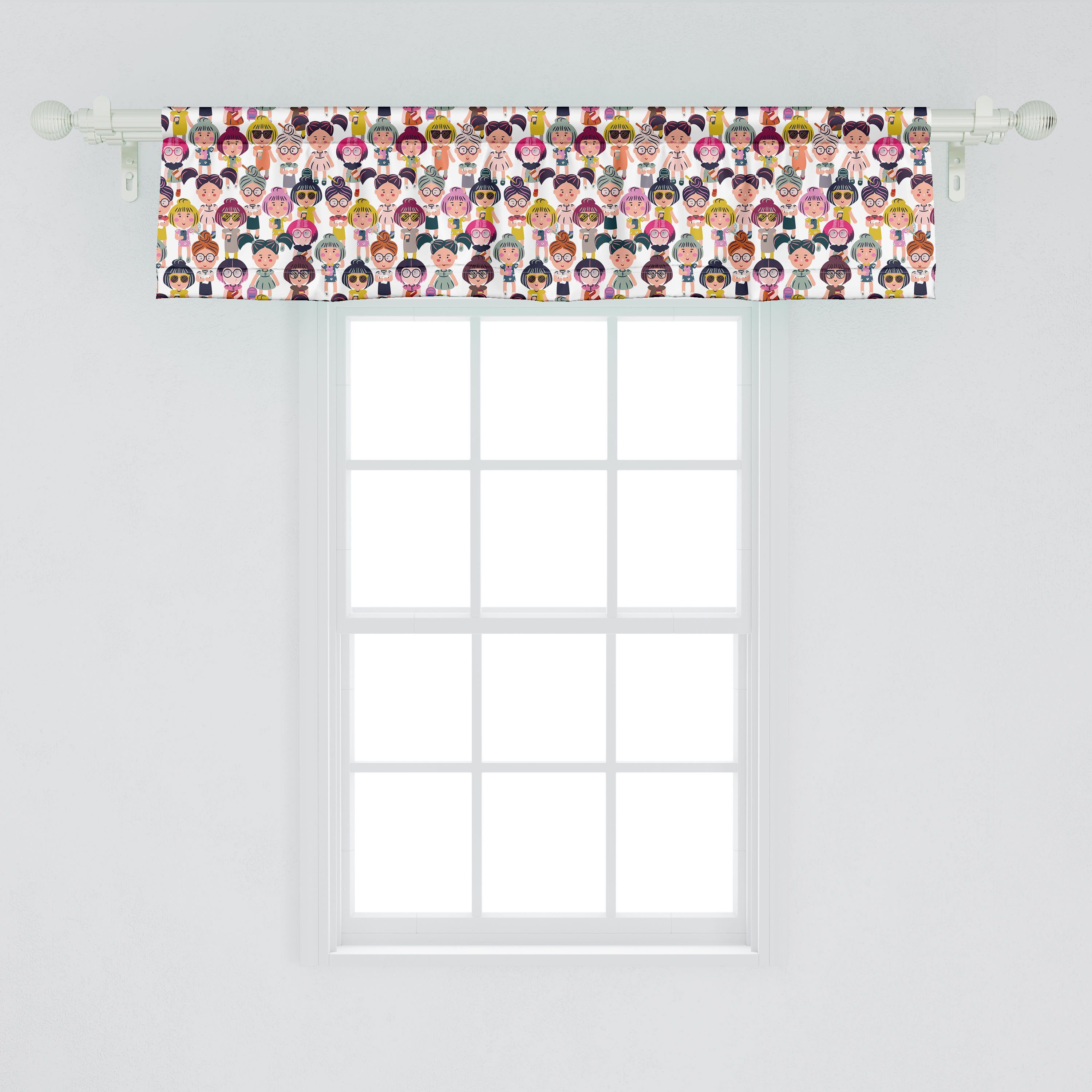 Scheibengardine Vorhang Volant für Stangentasche, Küche Themed Microfaser, Mädchen Cartoon Dekor Fashion Abakuhaus, Schlafzimmer mit