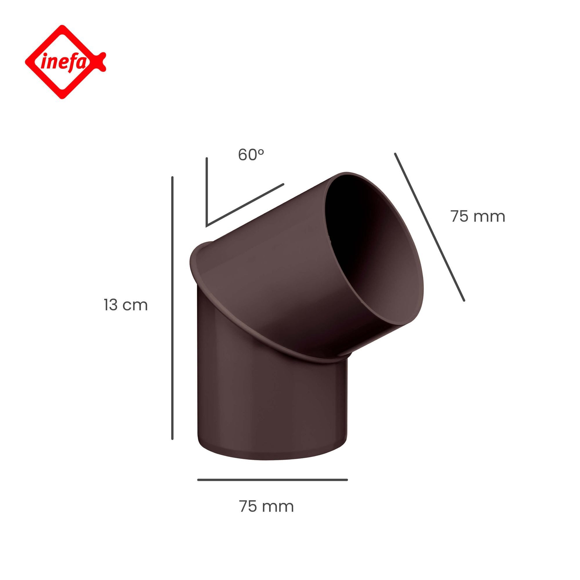 INEFA Regenfallrohr Rohrbogen -winkel für Fallrohr 60 Grad, (DN 75), Fallrohrbogen, Winkel für Regenfallrorhr, Rohr Fallrohr - Verbinder
