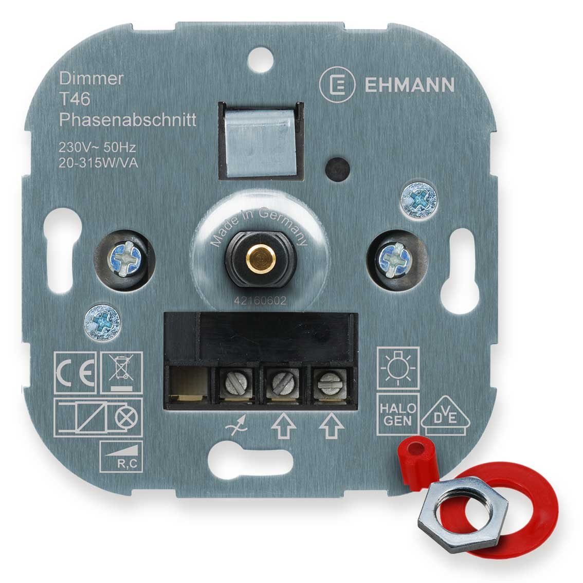 Ehmann Drehdimmer Druck-/Wechsel-Dimmereinsatz, 20 - 315VA