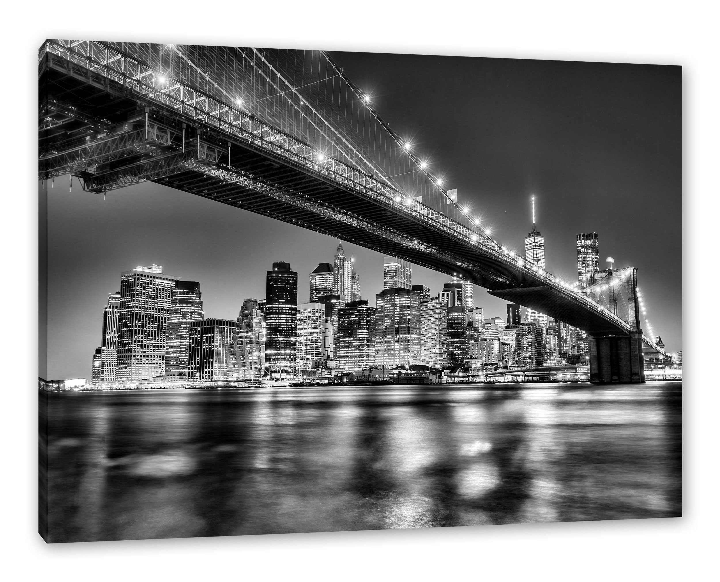 Pixxprint bespannt, Skyline (1 von Leinwandbild inkl. St), von fertig Skyline Manhattan Leinwandbild Manhattan, Zackenaufhänger