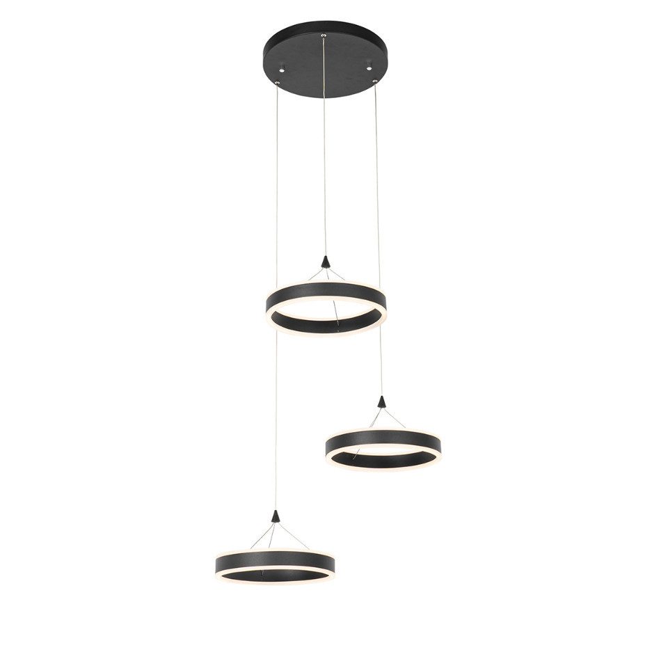 Qazqa Pendelleuchte Lyani, LED fest integriert, Extra-Warmweiß, QAZQA Hängeleuchte, integrated, Schwarz, Aluminium, Design