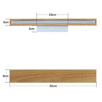 ZMH LED Wandleuchte innen Wandlampe Holz Modern Flurlampe Up und Down Design, 300° Drehbar, LED fest integriert, Warmweiß, 52cm, 17W