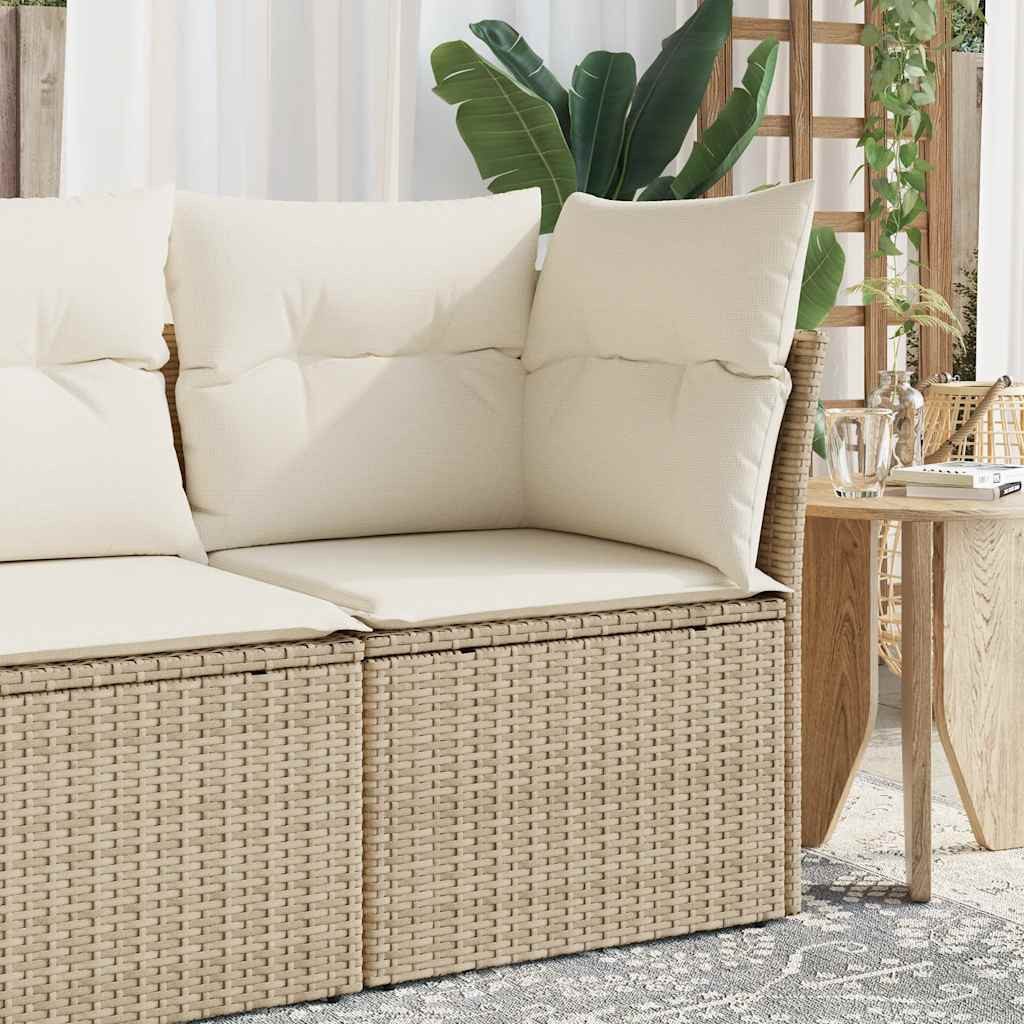 vidaXL Loungesofa Garten-Ecksofa mit Kissen Beige Poly Rattan, 1 Teile
