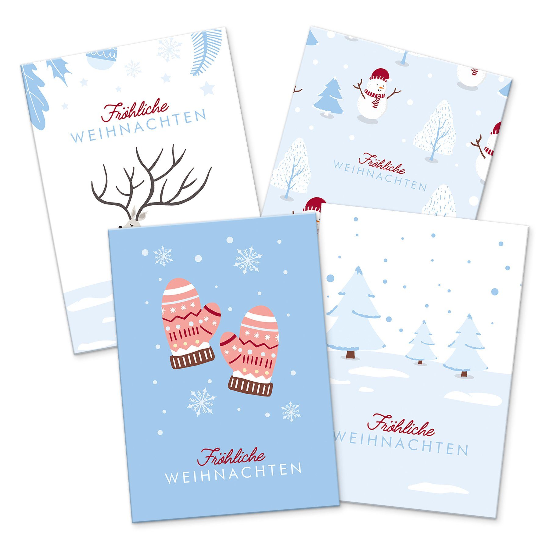itenga Grußkarten itenga 12 x Postkarte Grußkarte Frohe Weihnachten Winterlandschaften M
