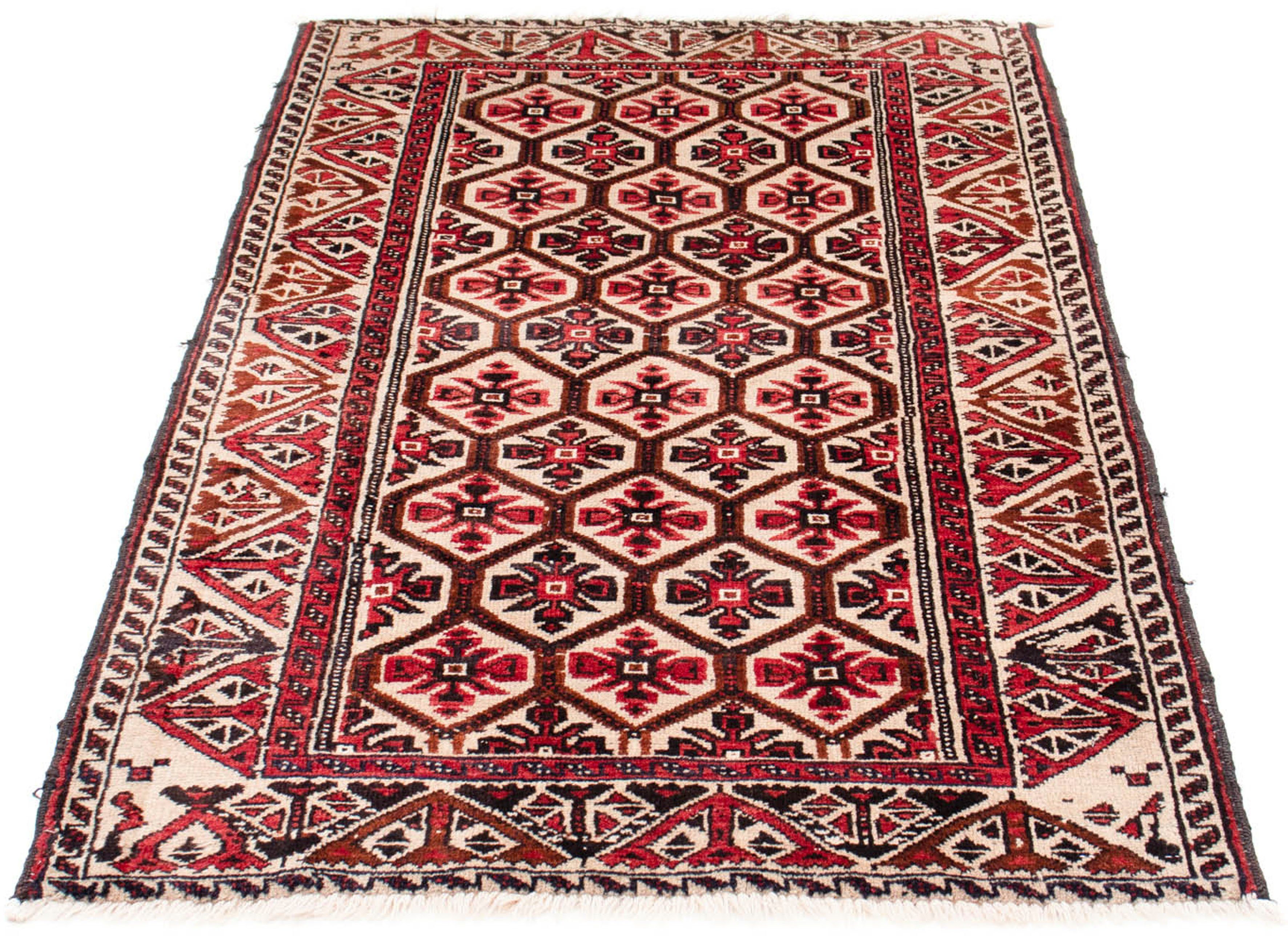 Orientteppich Belutsch - 150 x 86 cm - beige, morgenland, rechteckig, Höhe: 8 mm, Wohnzimmer, Handgeknüpft, Einzelstück mit Zertifikat