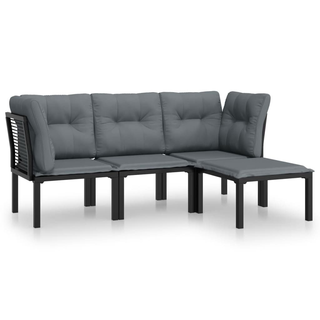 vidaXL Gartenlounge-Set 4-tlg. Garten-Lounge-Set Schwarz und günstig online kaufen