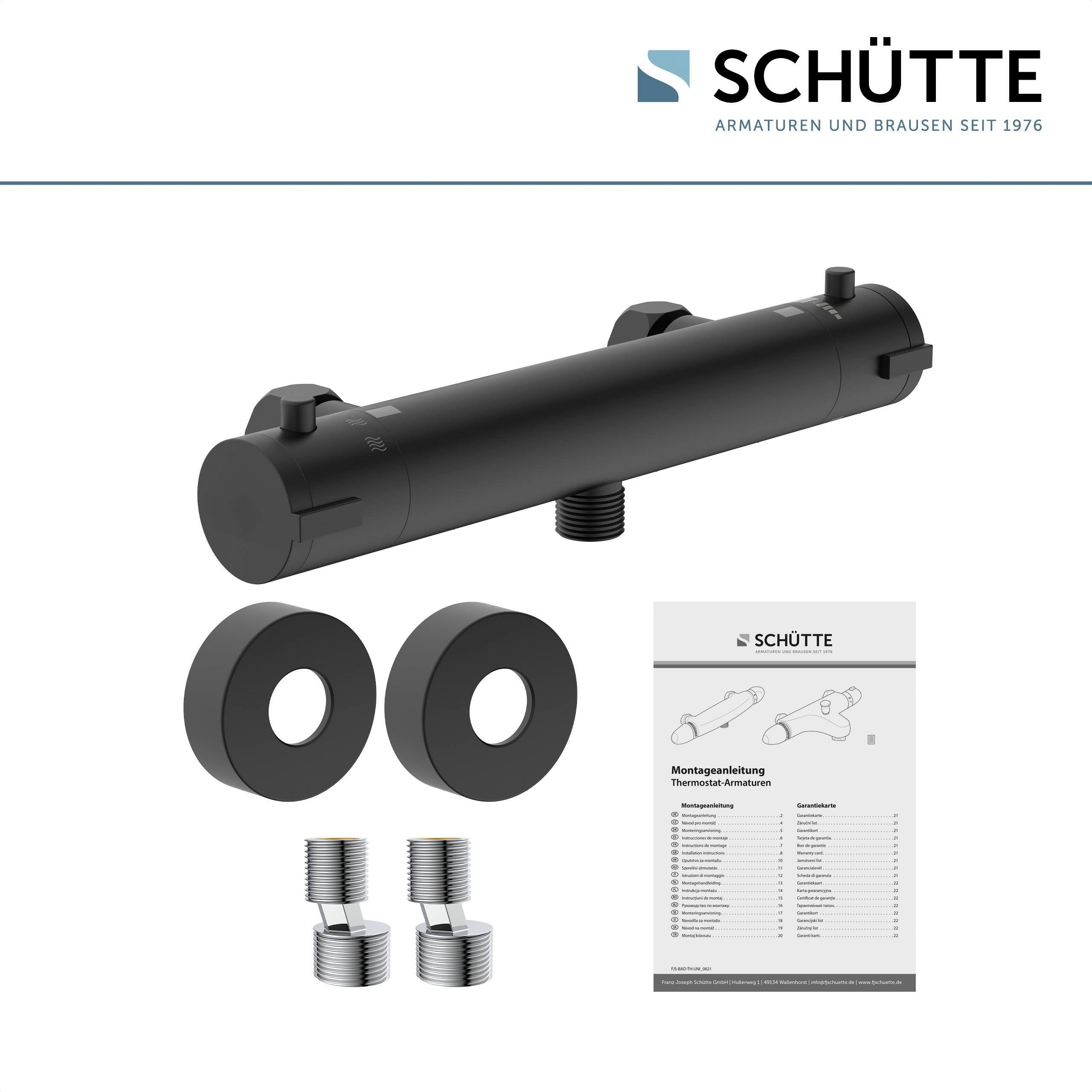 Schütte Duscharmatur London mit Duschthermostat Thermostat, Schwarz matt Mischbatterie Dusche