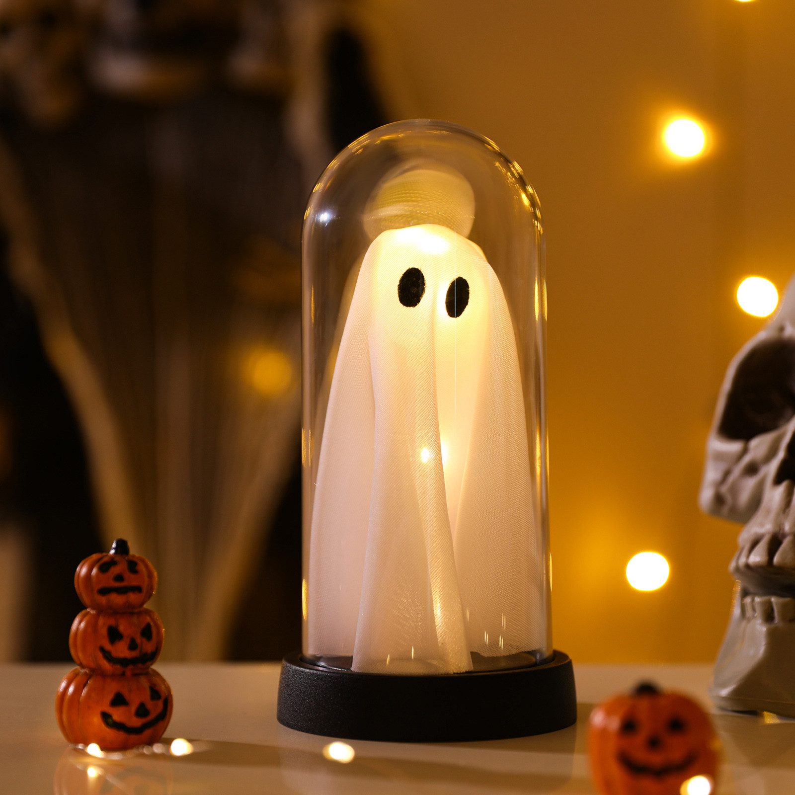 Jibenhome LED Dekofigur LED Geisterlampe in Glas, Halloween Deko Nachtlicht günstig online kaufen