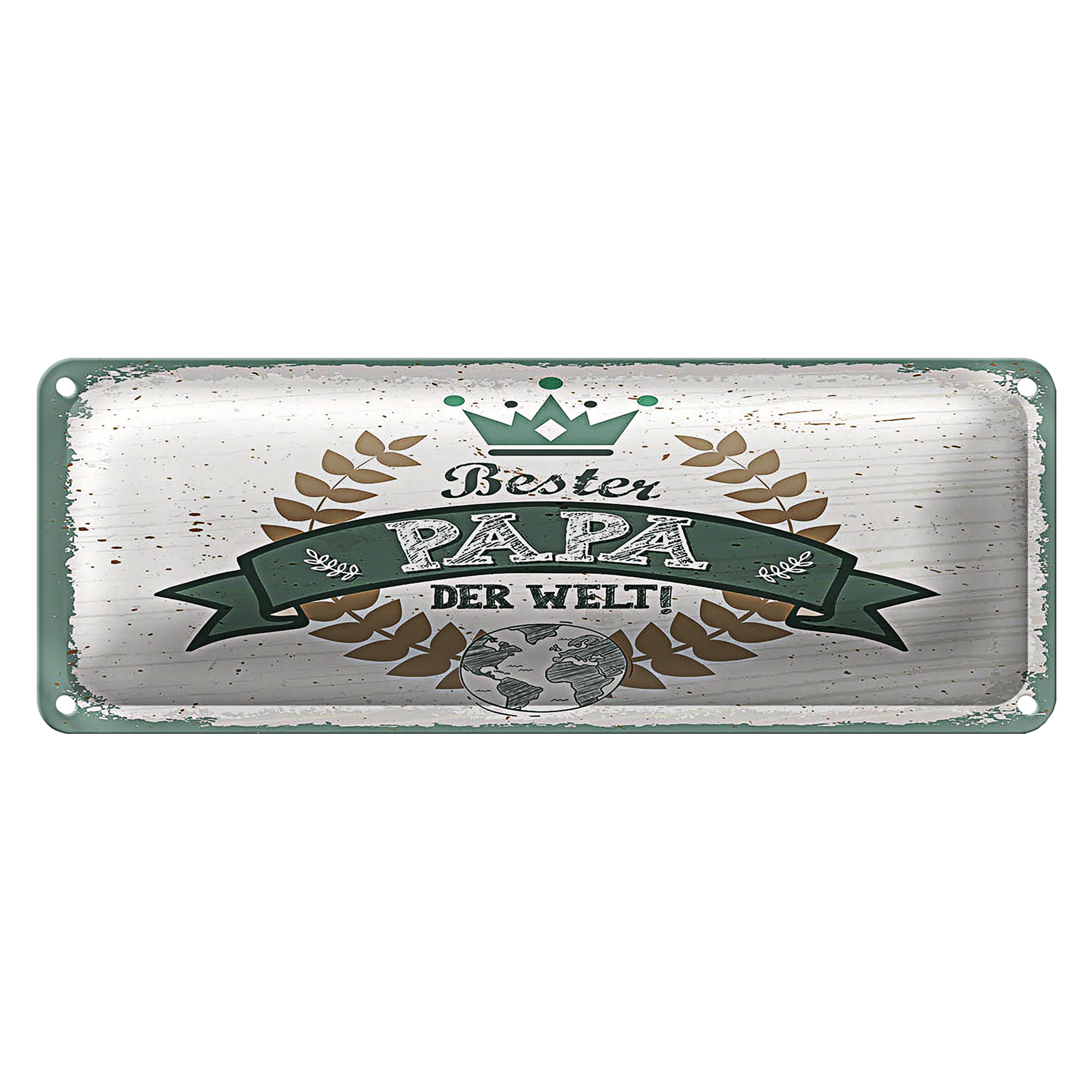 Roomando Metallschild Blechschild Spruch Bester Papa der Welt 27x10cm Dekoration