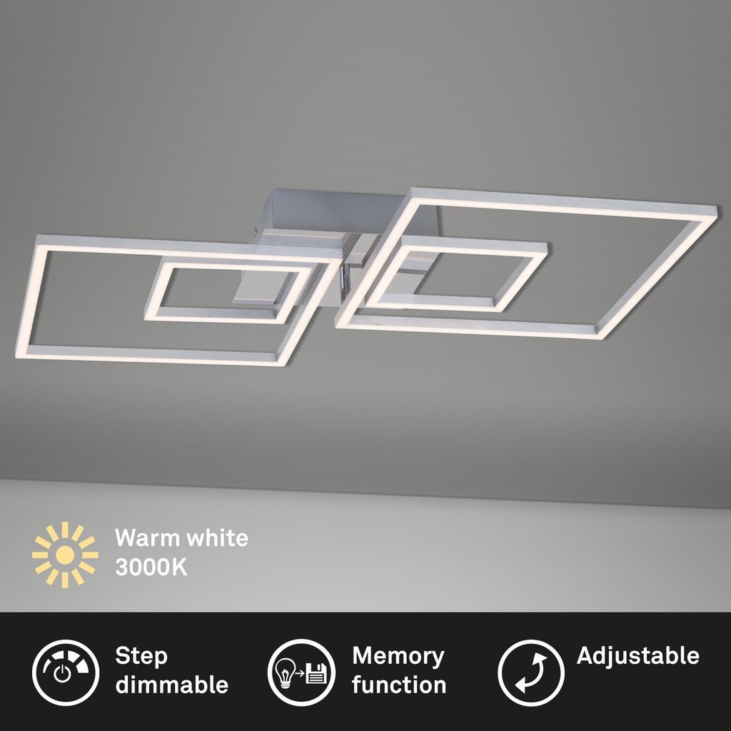 Briloner Leuchten LED Deckenleuchte 3132-018, Dimmfunktion, LED fest integriert, 2700K - Extra-Warmweiß, ModerneWohnzimmer Deckenlampe dimmbar und drehbar 3000K