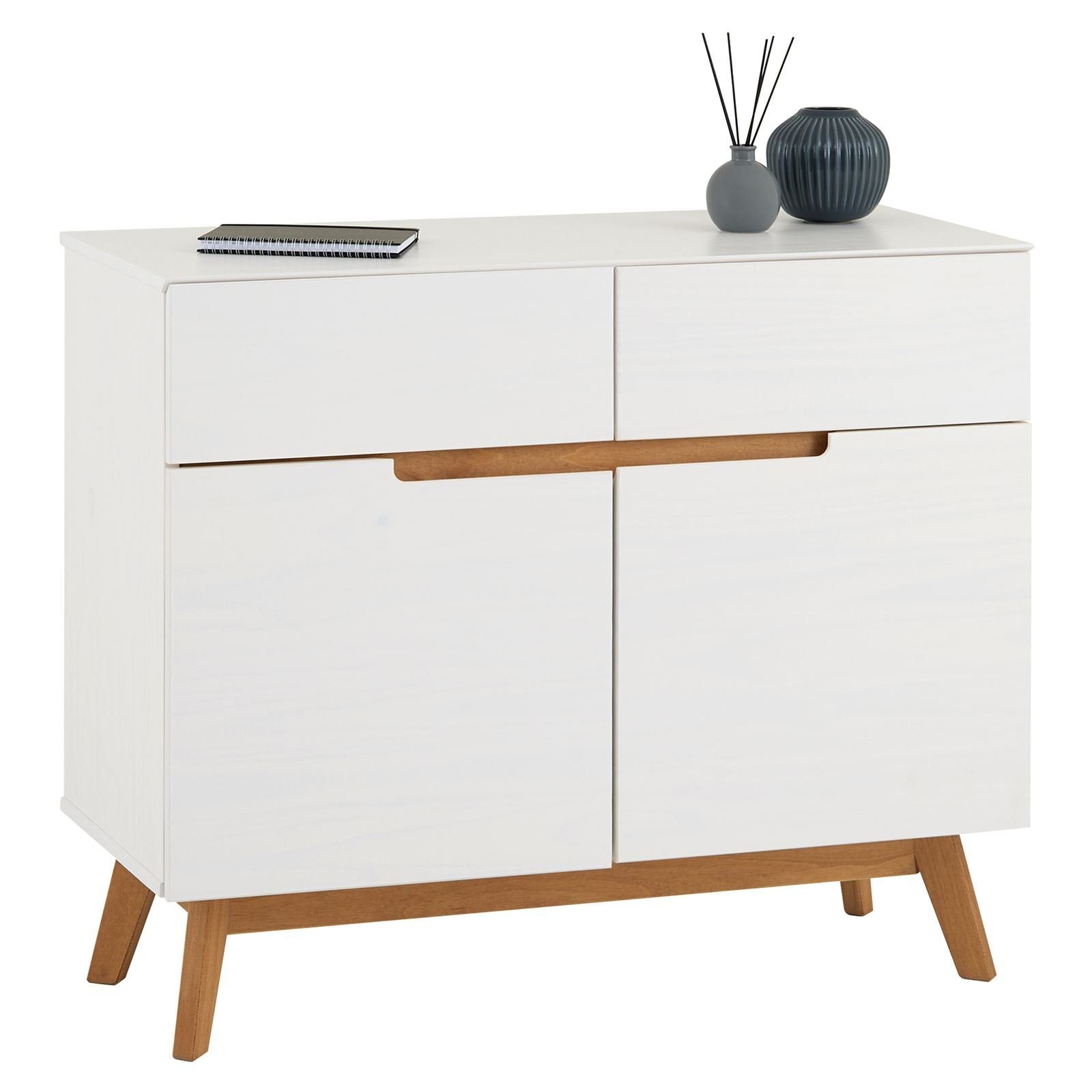 IDIMEX Kommode TIBOR, Kommode Anrichte Sideboard skandinavisch 2 Türen 2 Schubladen Kiefer m