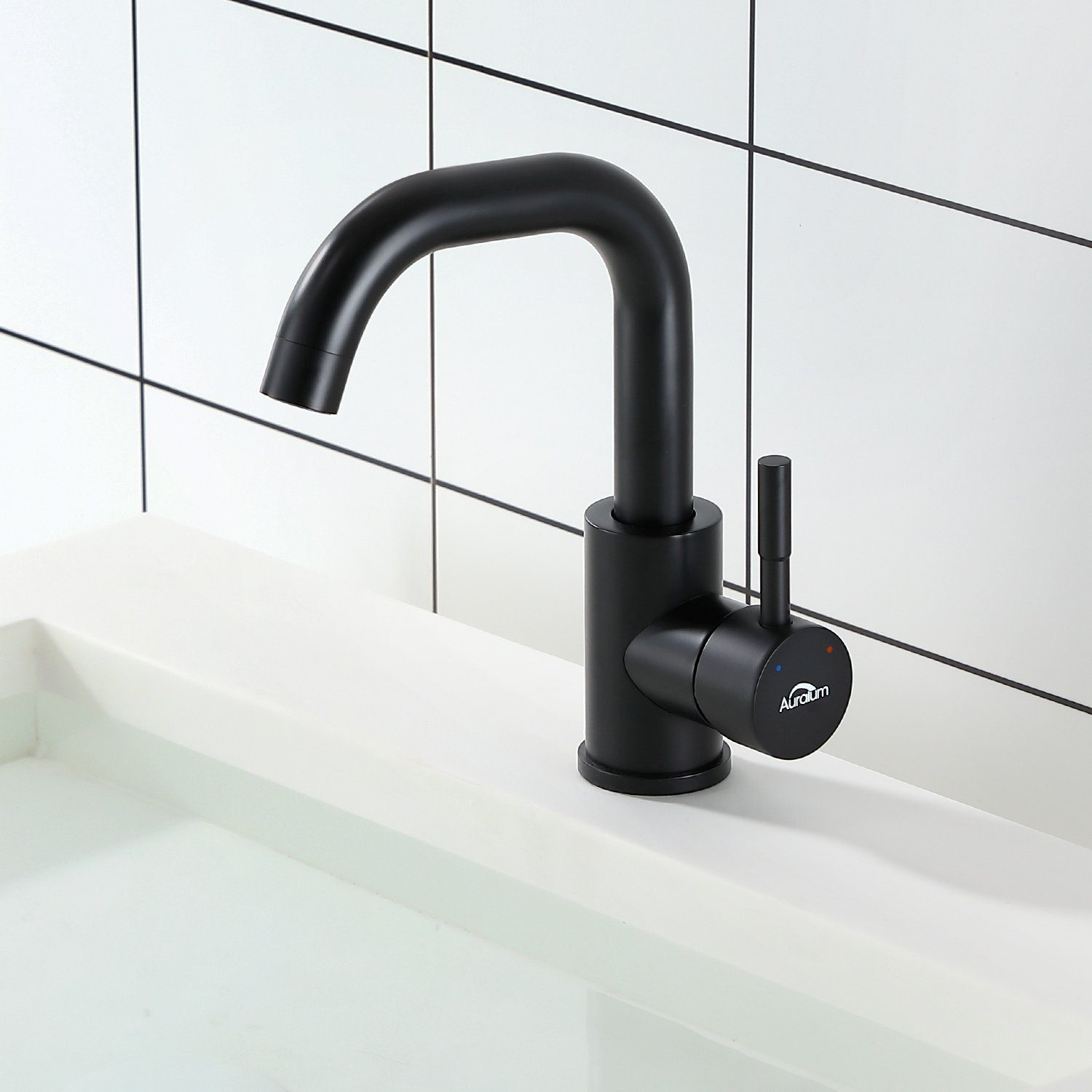 Auralum Waschtischarmatur Waschbecken Wasserhahn Einhandmischer Schwarz Badezimmer 360° Mischbatterie