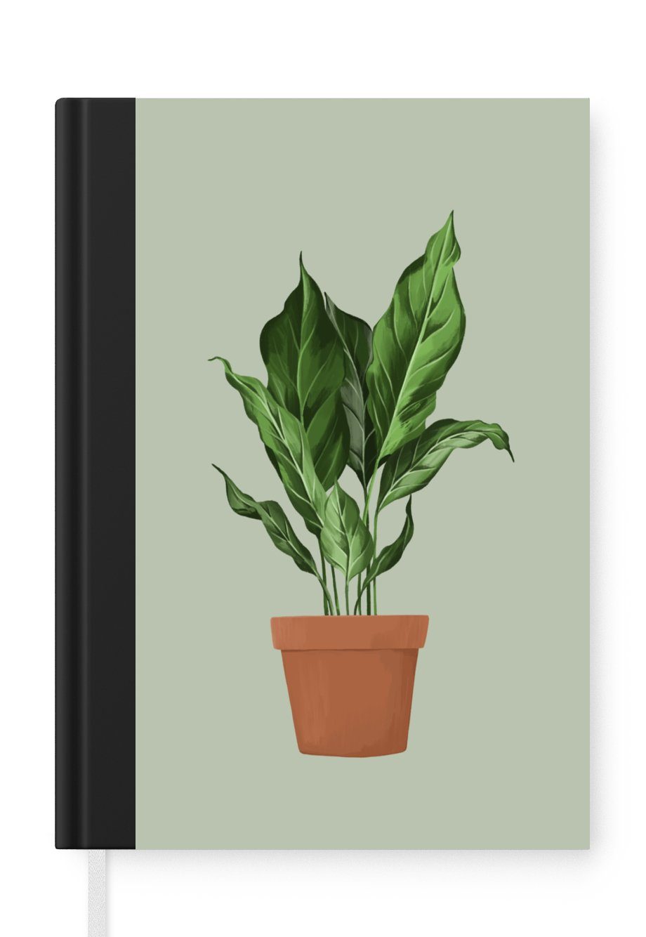 MuchoWow Notizbuch Pflanzen - Blumentopf - Grün, Journal, Merkzettel, Tagebuch, Notizheft, A5, 98 Seiten, Haushaltsbuch