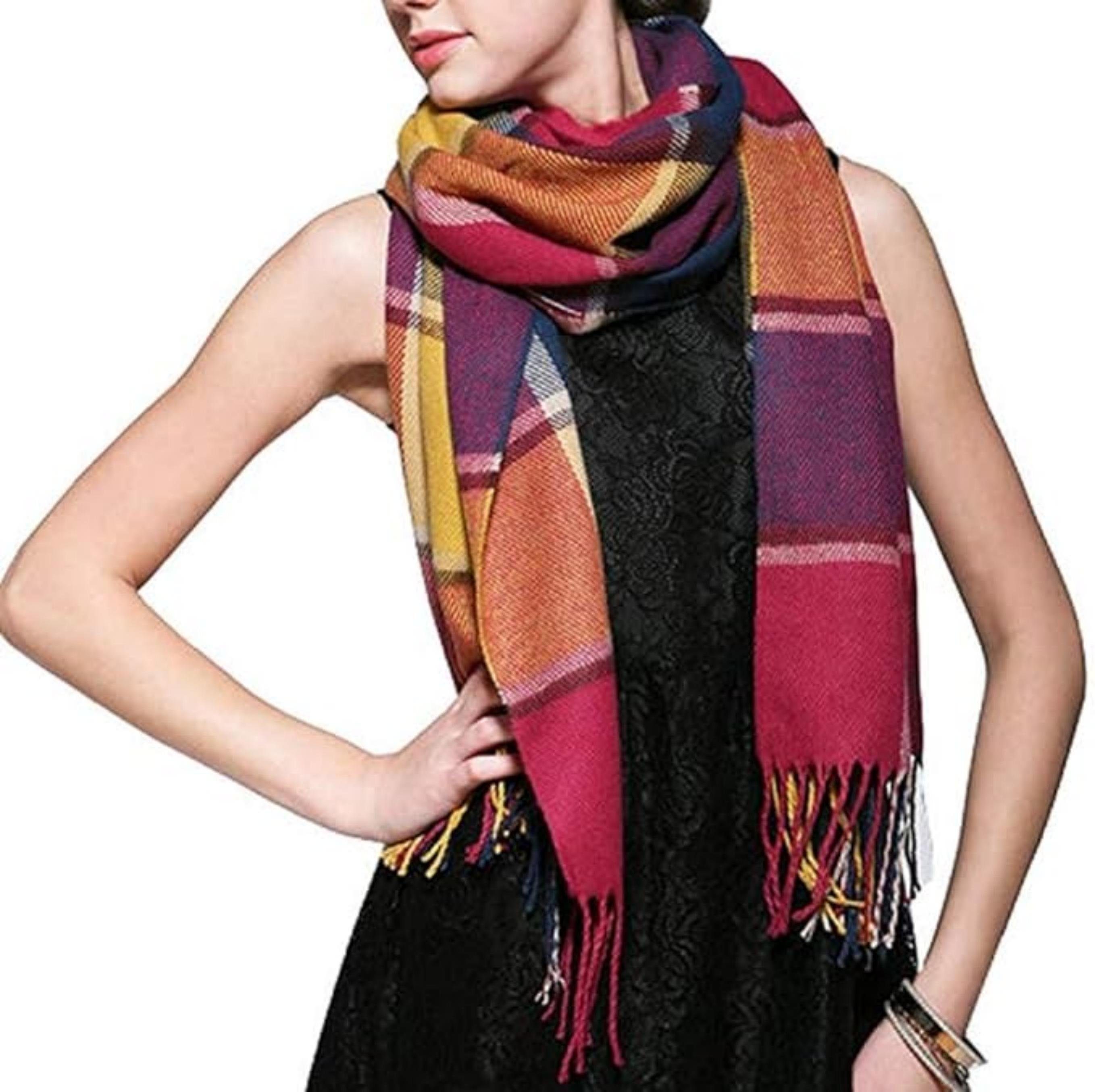 Coonoor Modeschal Karierter Damen Schal mit Fransen, im Oversize Look,für H günstig online kaufen