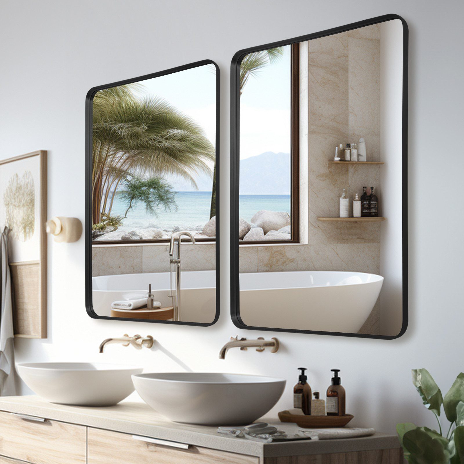 LUNAMIRROR Wandspiegel Moderner Badspiegel mit Metallrahmen günstig online kaufen