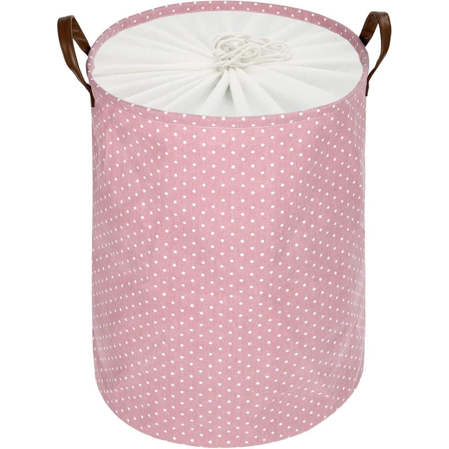 LuxusKollektion Wäschekorb Wäschekorb Rund Verdickt Baumwolle Rosa L