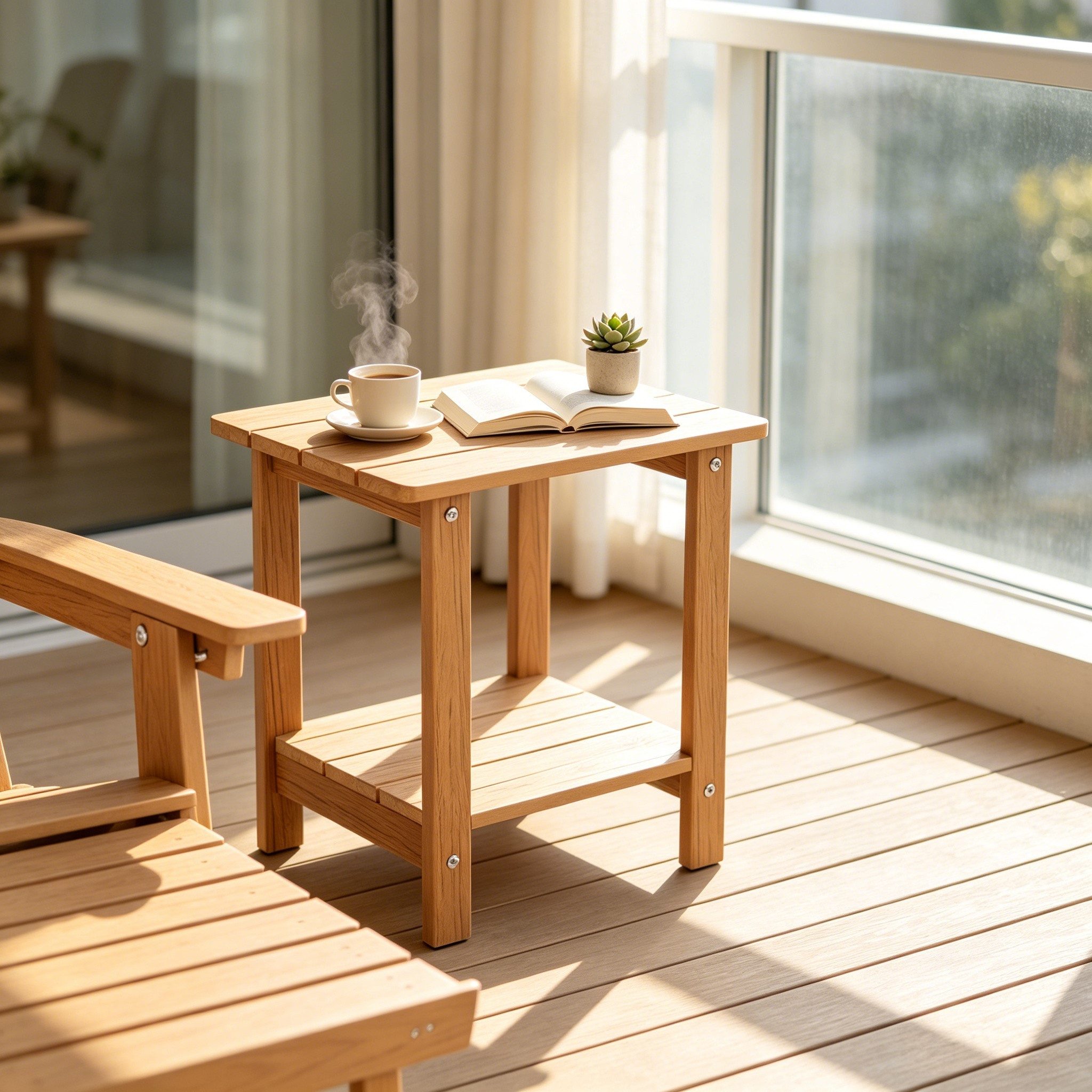 WILLIAMSPACE Couchtisch Zweistöckiger HIPS-Tisch, wetterfest, platzsparend für Innen & Außen.
