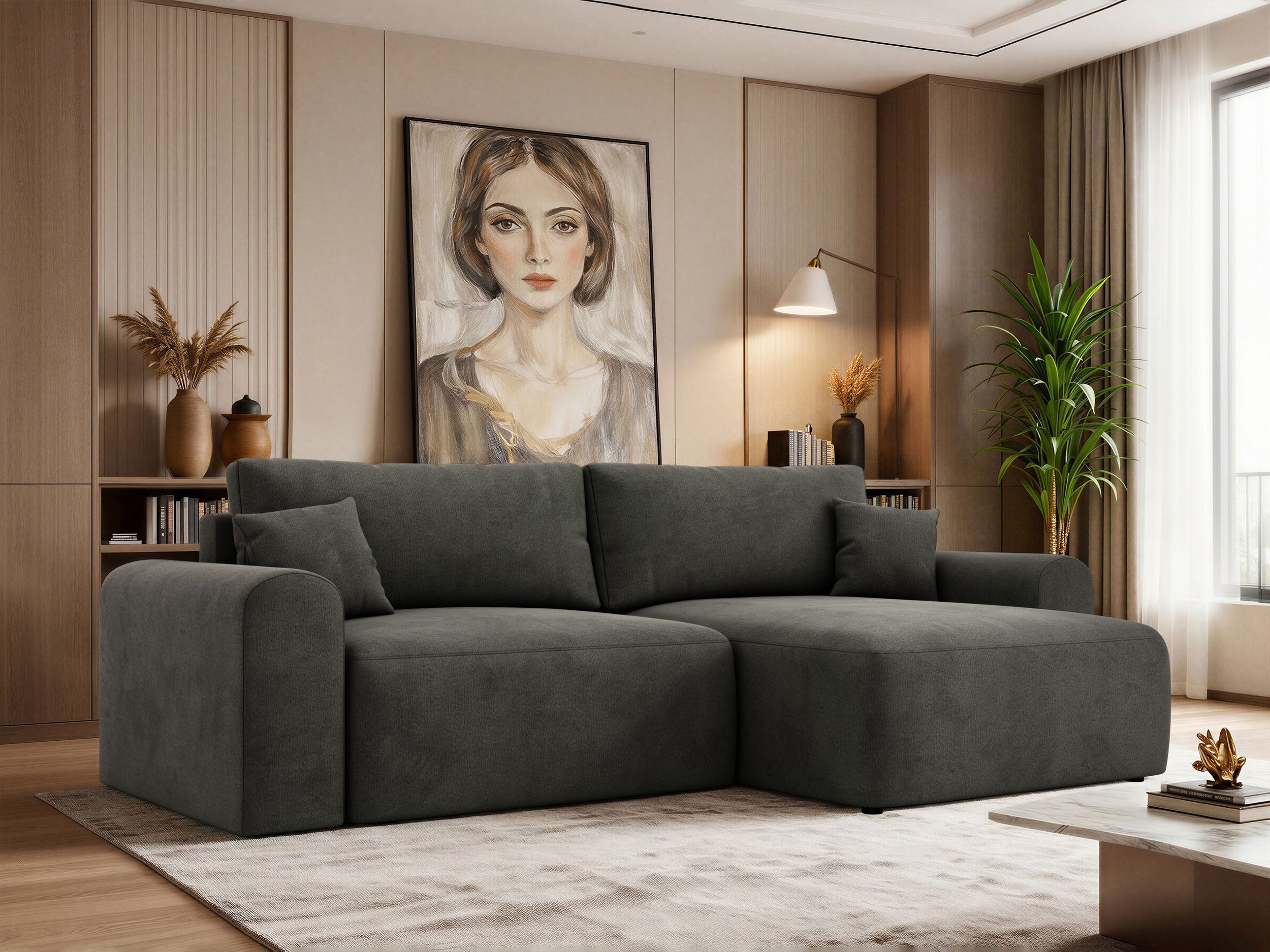 MKS MÖBEL Ecksofa NEKSON L, Set, Lose Kissen, L-form Sofa, Armlehnen, DL-System, Bettkasten, Wellenfedern