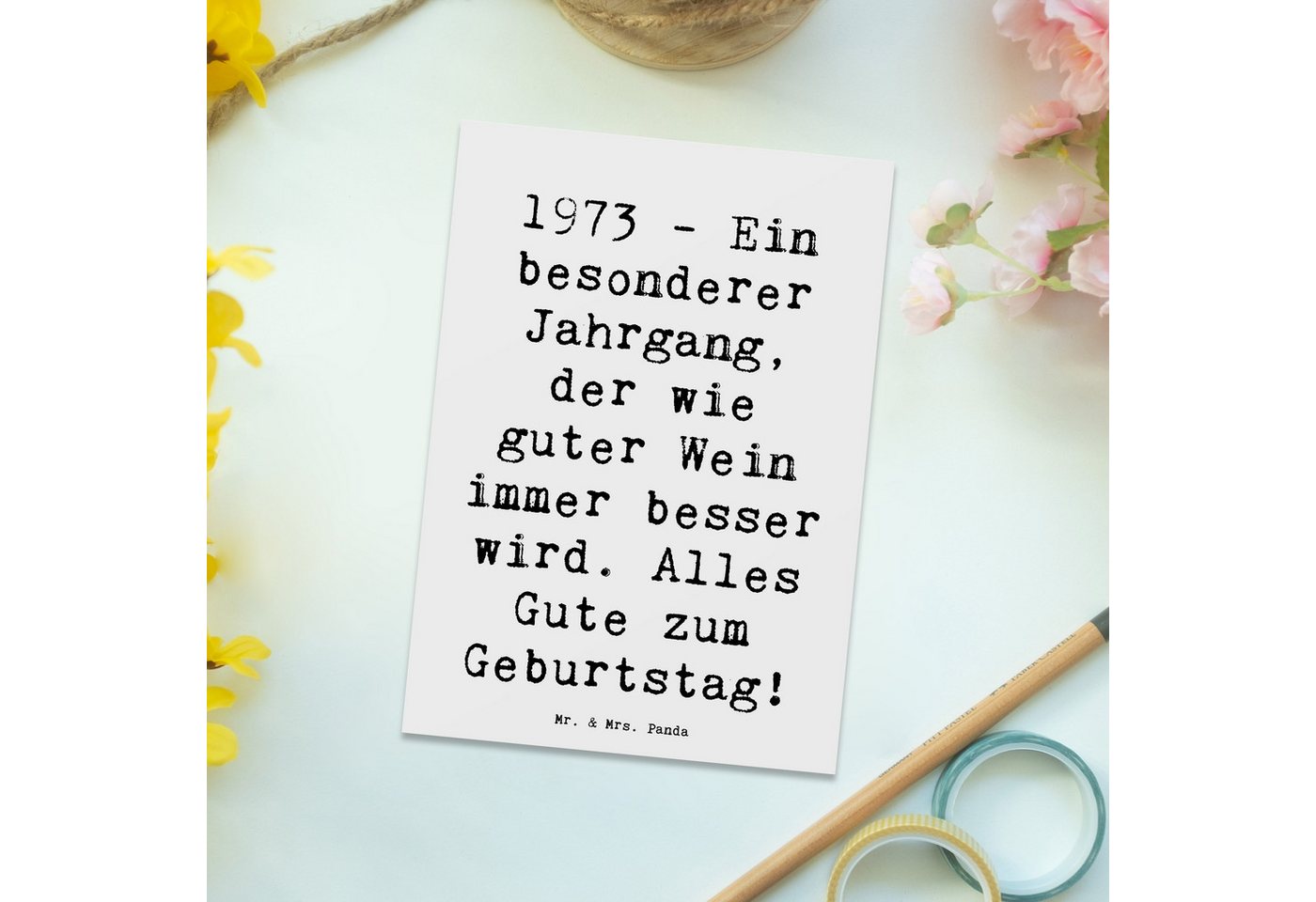 Thumbnail - Mr. & Mrs. Panda Postkarte Spruch 1973 Geburtstag - Weiß - Geschenk, bedeutende Zeit, ein besond
