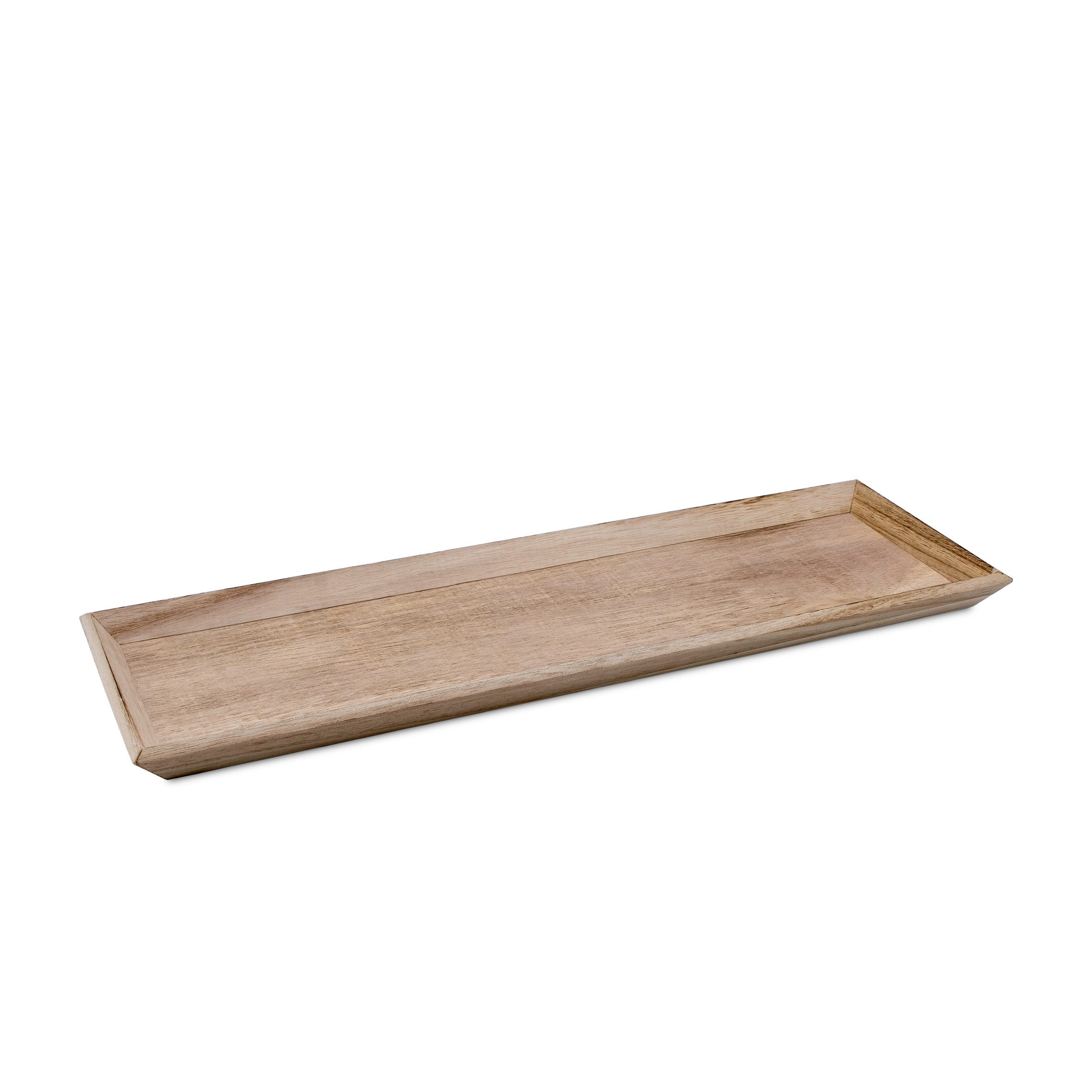 Spetebo Dekotablett Holz Deko Tablett rechteckig (Stück, 1 St., Dekotablett), Kerzentablett natur mit schrägem Rand