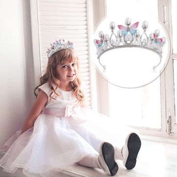 SOTOR Diadem Perle Schmetterlings-Prinzessin-Krone (Kristall Tiara Krone Stirnband Mädchen, Prinzessin Kostüm Krone), Geburtstagskrone für Mädchen