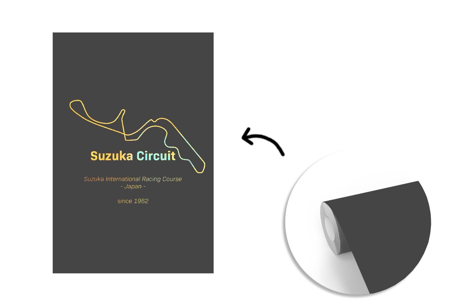 Suzuka, Tapete bedruckt, für 1 Wohnzimmer, - (3 St), MuchoWow Formel - Rennstrecke Fototapete Wandtapete Matt, Montagefertig Vinyl