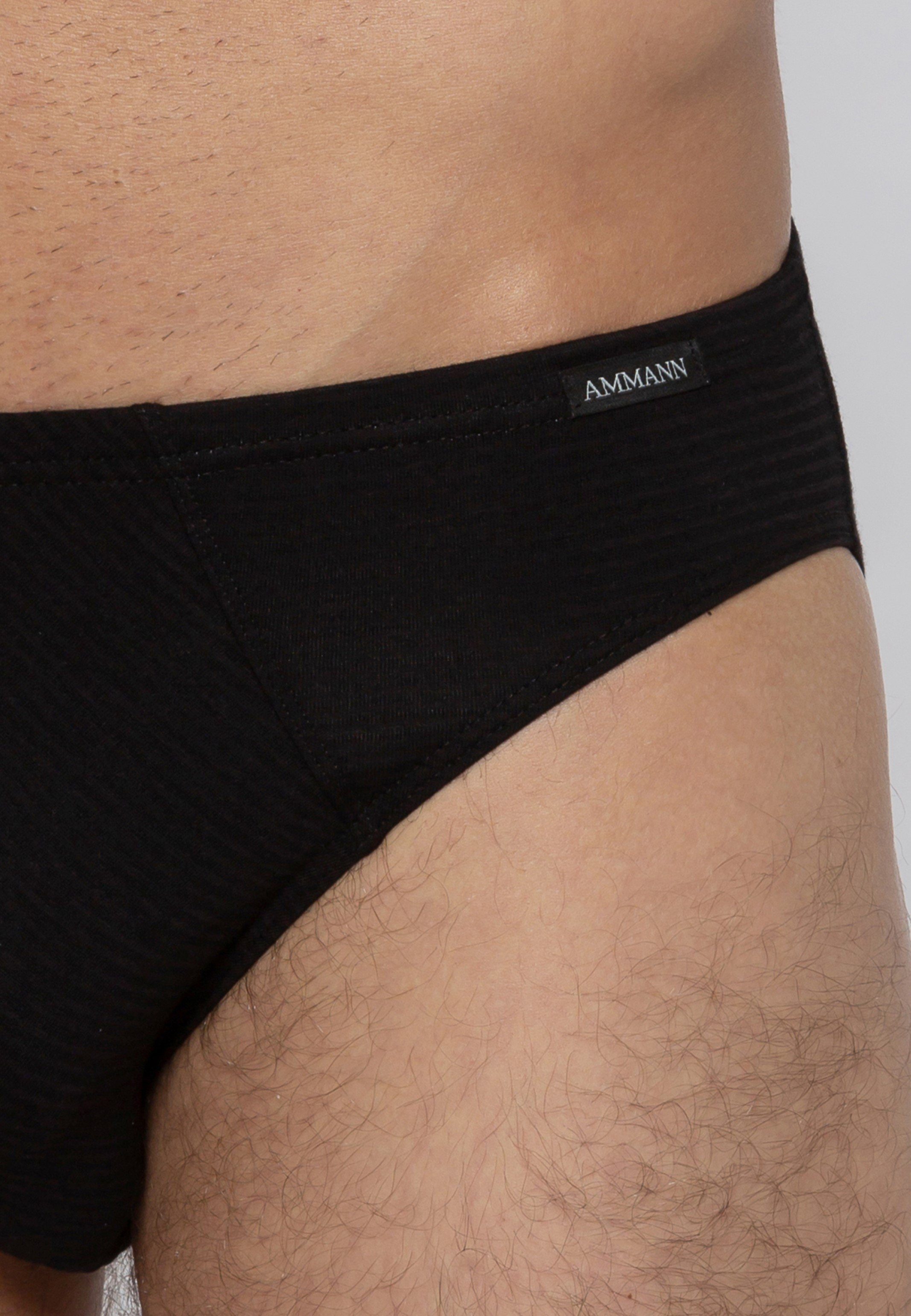 3er - Schwarz 3-St) Ammann Pack & Unterhose Schnittform (Spar-Set, Eingriff Slip - Ohne Klassische Slip More / Cotton
