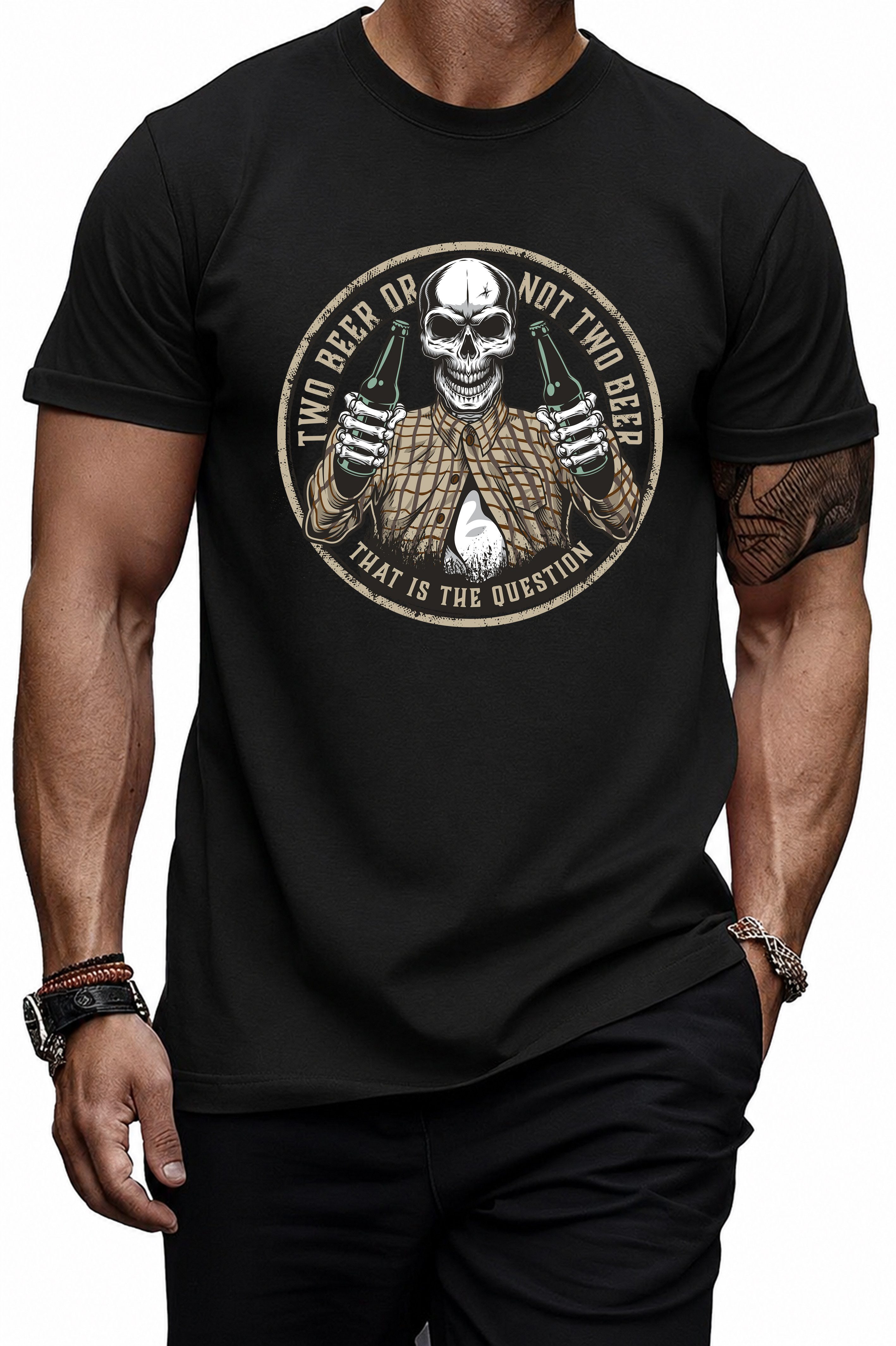 T-Shirt BANCO Herren Biergarten Skull Totenkopf Printshirt Rundhalsausschnitt