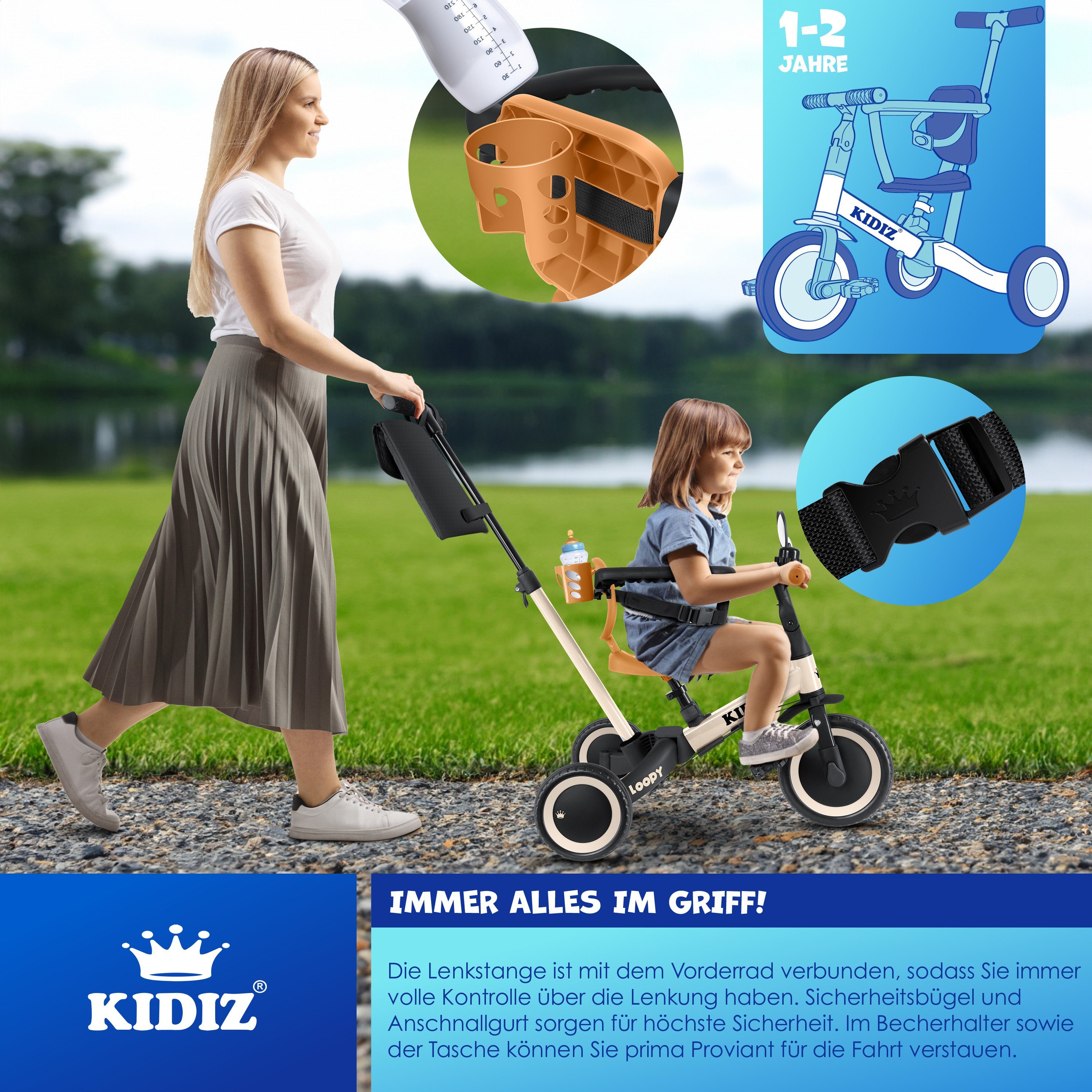 KIDIZ Laufrad, 6in1 Dreirad Loopy Laufräder Lauffahrrad Kinderdreirad