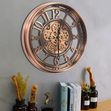 yozhiqu Wanduhr Uhr mit beweglichen Zahnrädern für modernes Bauernhaus-Wohnzimmerdekor (industrielle Steampunk-Wanduhr,Metallwanduhr für Zuhause und Bürodekor)