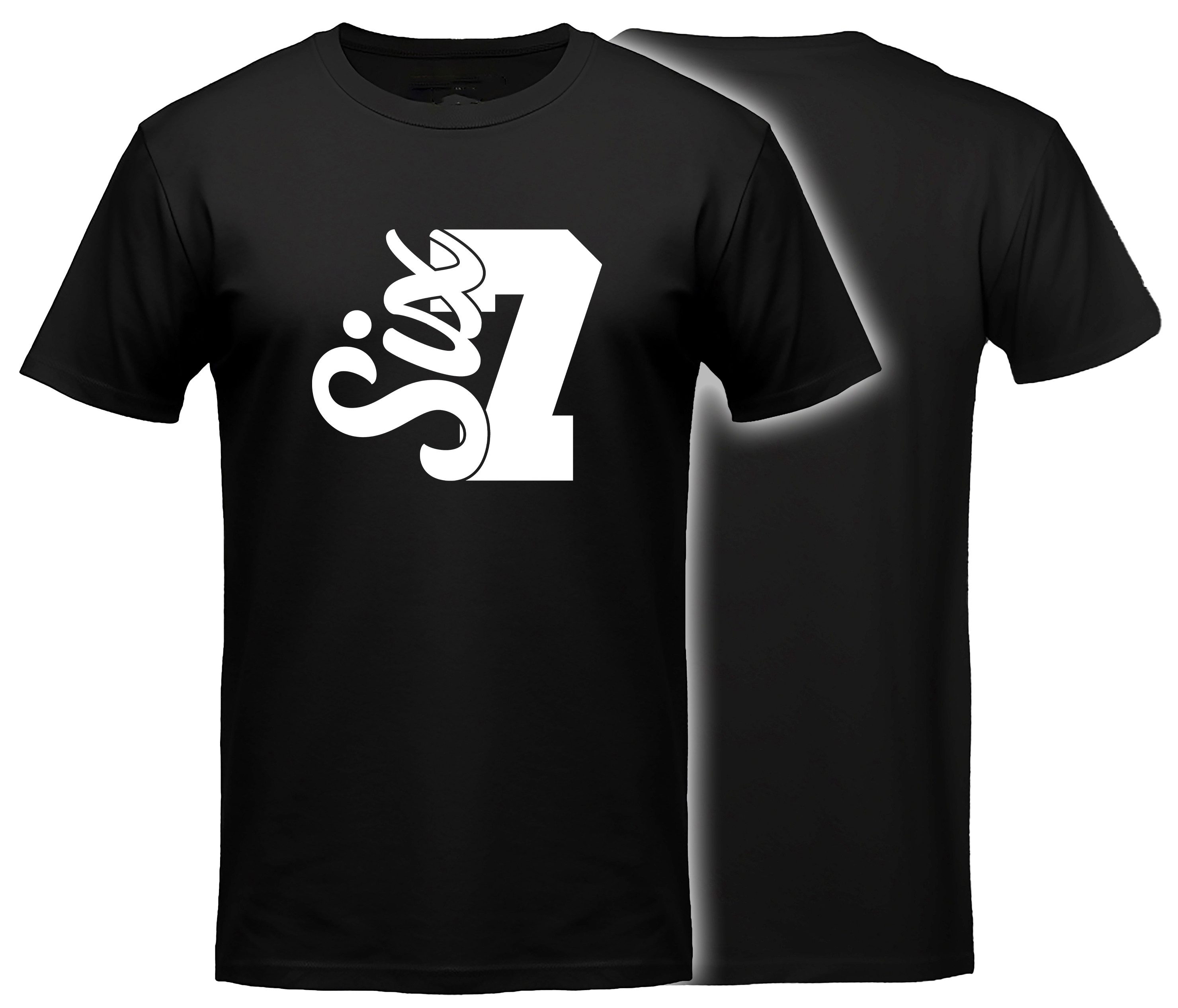 MyDesign24 T-Shirt Six Seven 6 7 print Shirt Katzen T-Shirt schwarz kurzarm Regular Fit i768