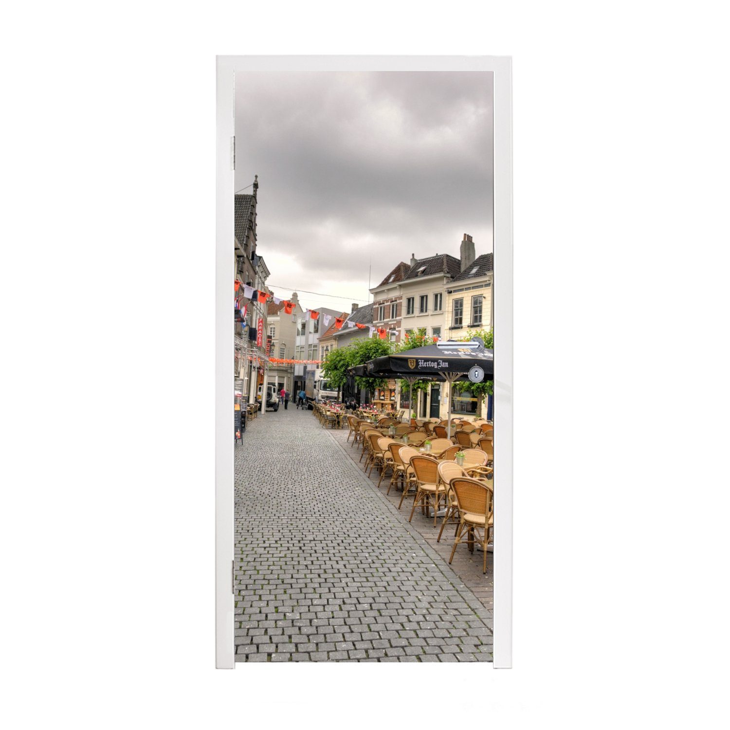 MuchoWow Türtapete Breda - Terrasse - Niederlande, Matt, bedruckt, (1 St), Fototapete für Tür, Türaufkleber, 75x205 cm