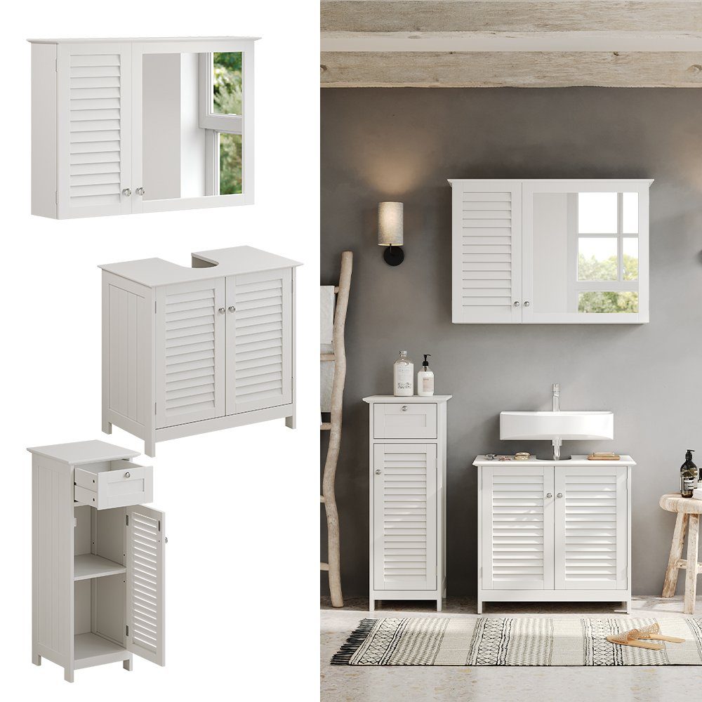 Vicco Badmöbel-Set Riad, Weiß, 3 Teile, günstig online kaufen